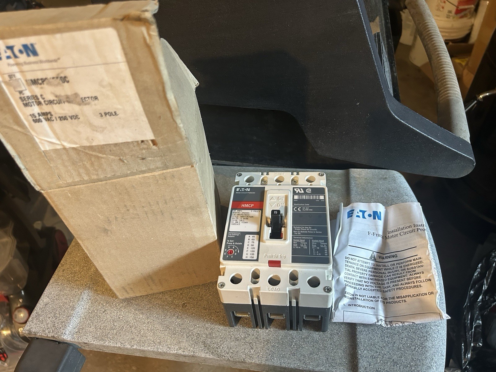 Eaton HMCP015EOC Circuit Breaker 15 Amp 3 Pole 600 Volts