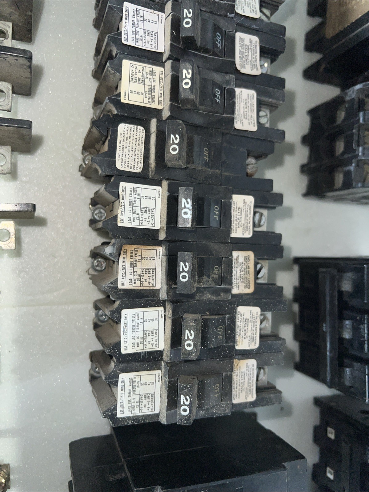 Lot Of 44 Circuit Breakers assorted Single Double 3 Pole 20 30 -100Amp Lot 125