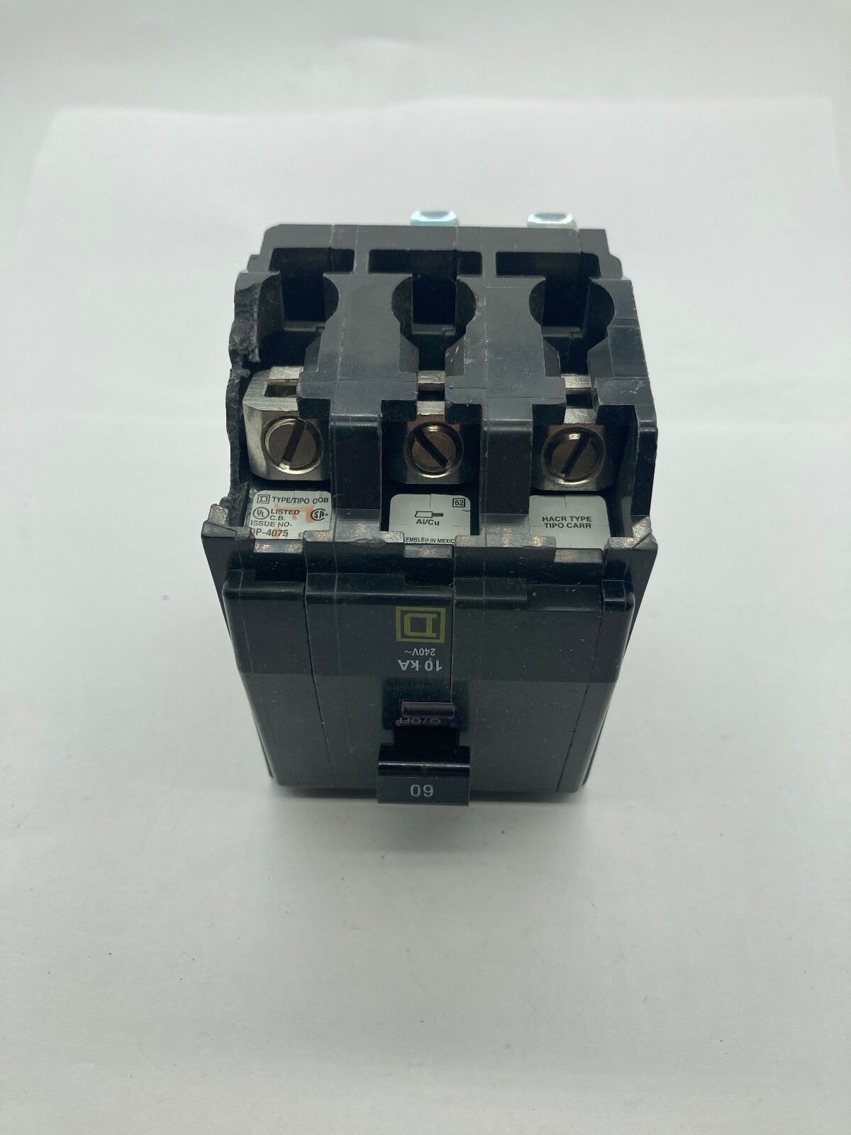 Square D QOB360 10K 3 Pole 60 Amp 240V 3 Phase QOB Bolt On Circuit Breaker CHIP
