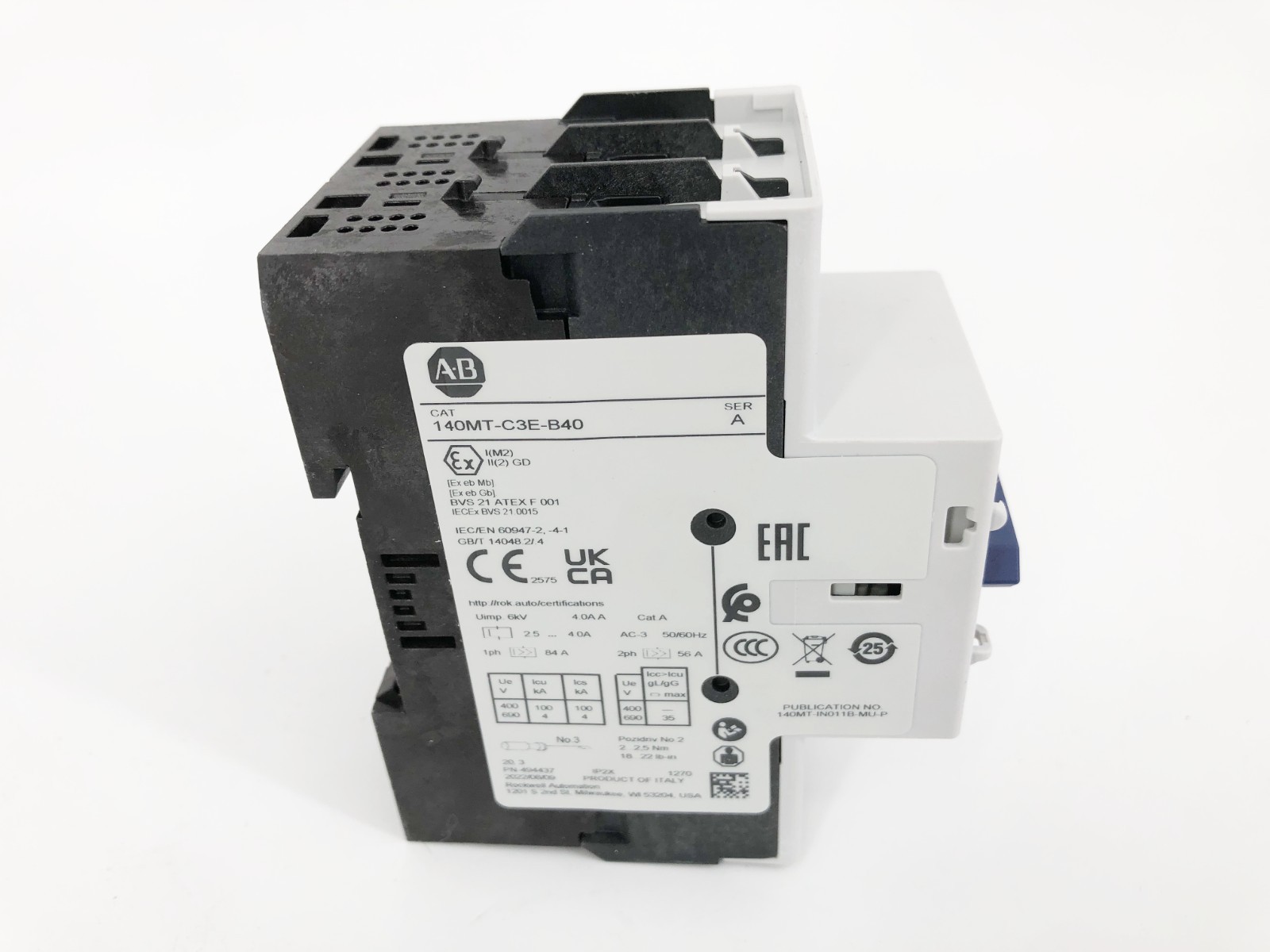 New Allen Bradley 140MT-C3E-B40 Ser. A Motor Protector Breaker 2.5-4A