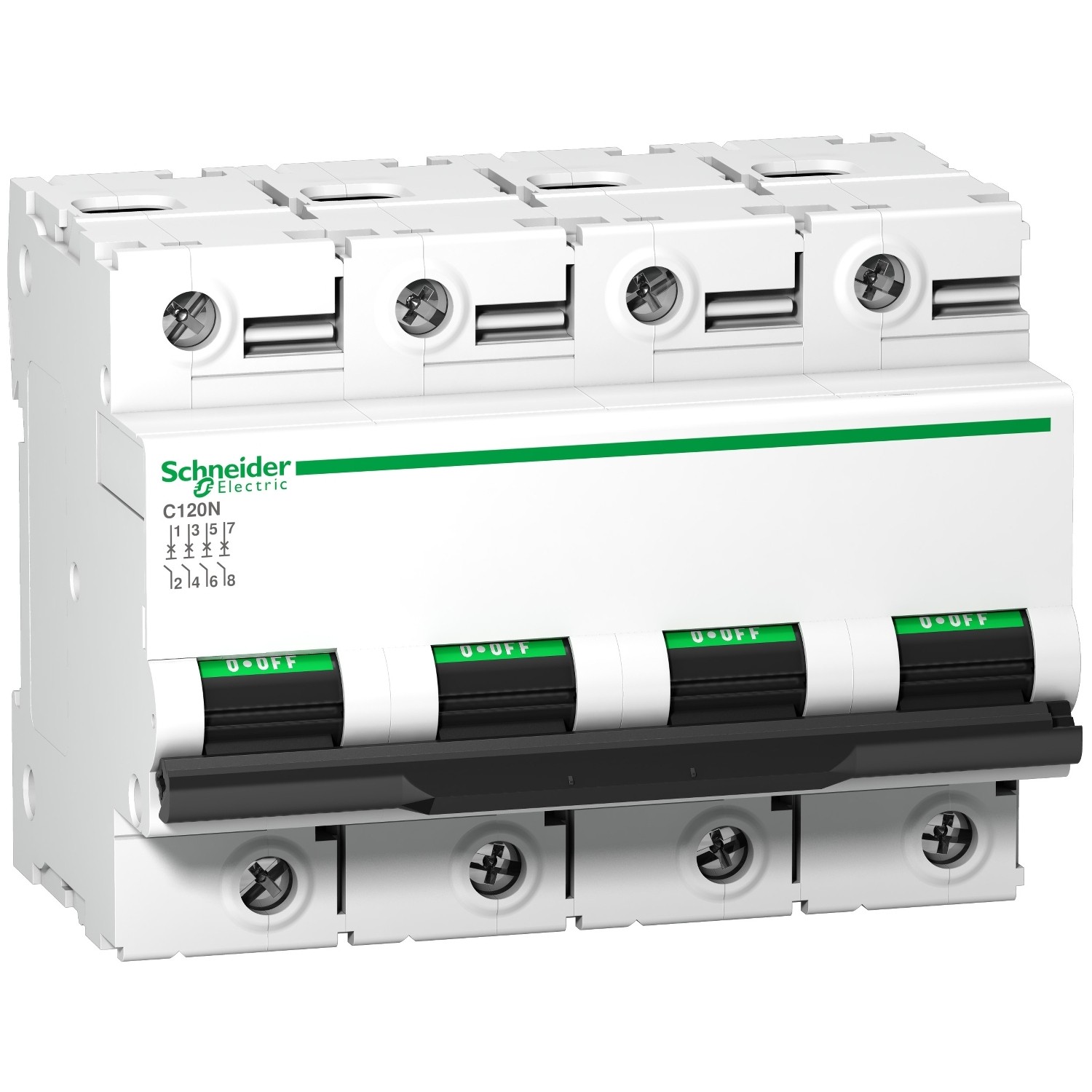 Schneider A9N18372 MCB 80A 4P 415V C120N