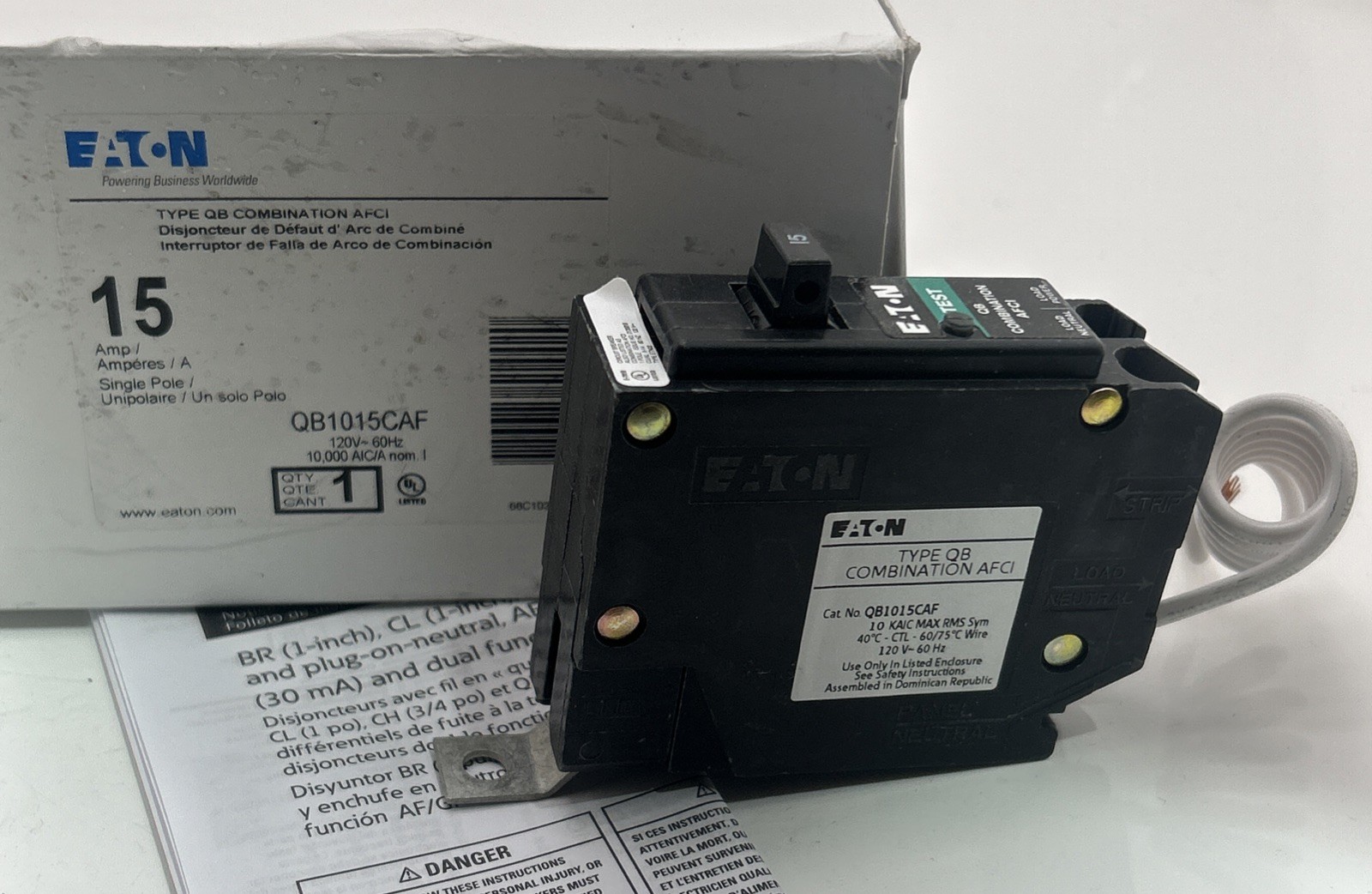 Eaton QB1015CAF Arc Fault Bolt In Breaker New Never Used In Box AFCI