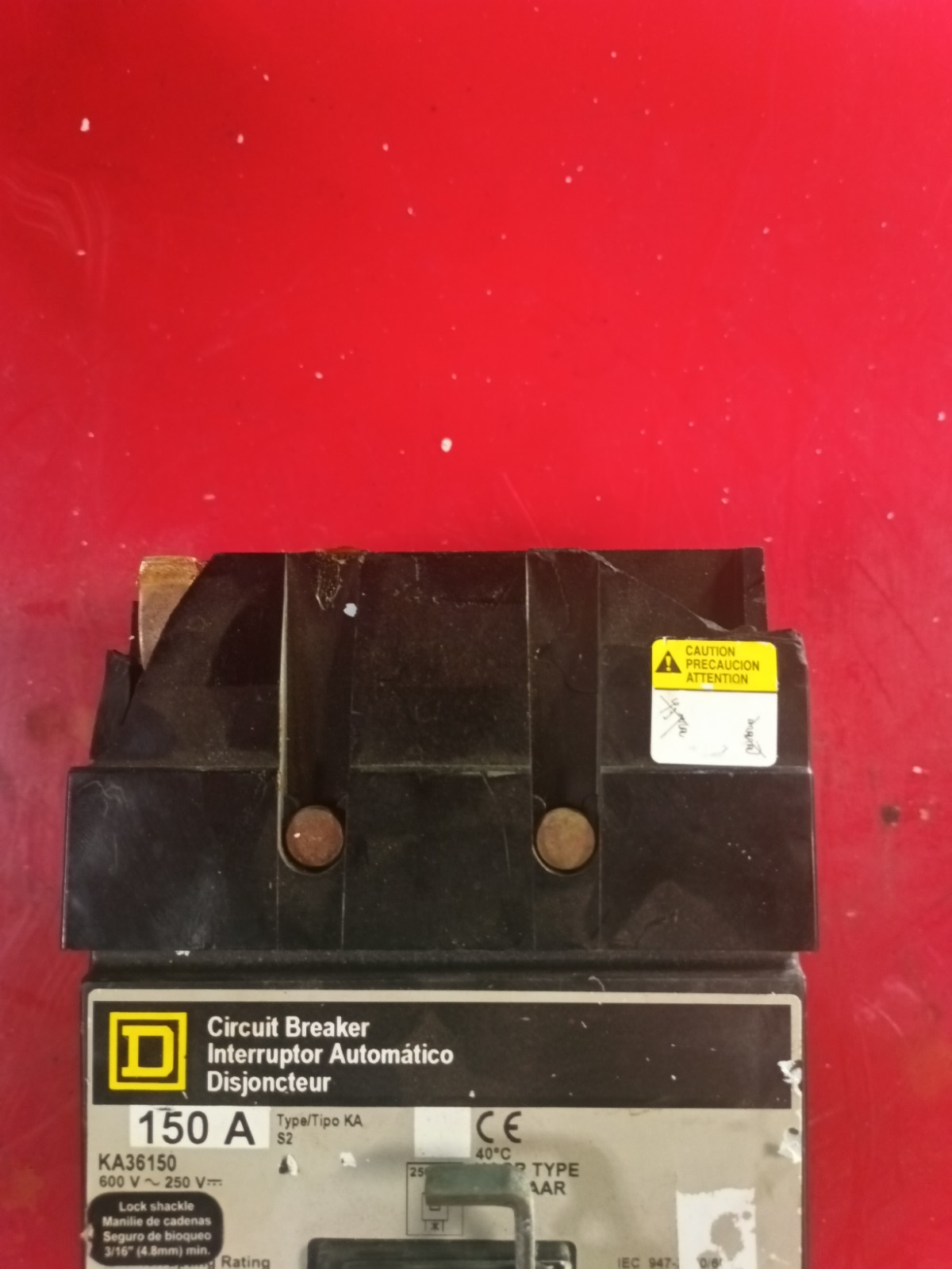 Square D KA36150 150A 240/480/600V 3-Pole Bolt-On Molded Case Circuit Breaker