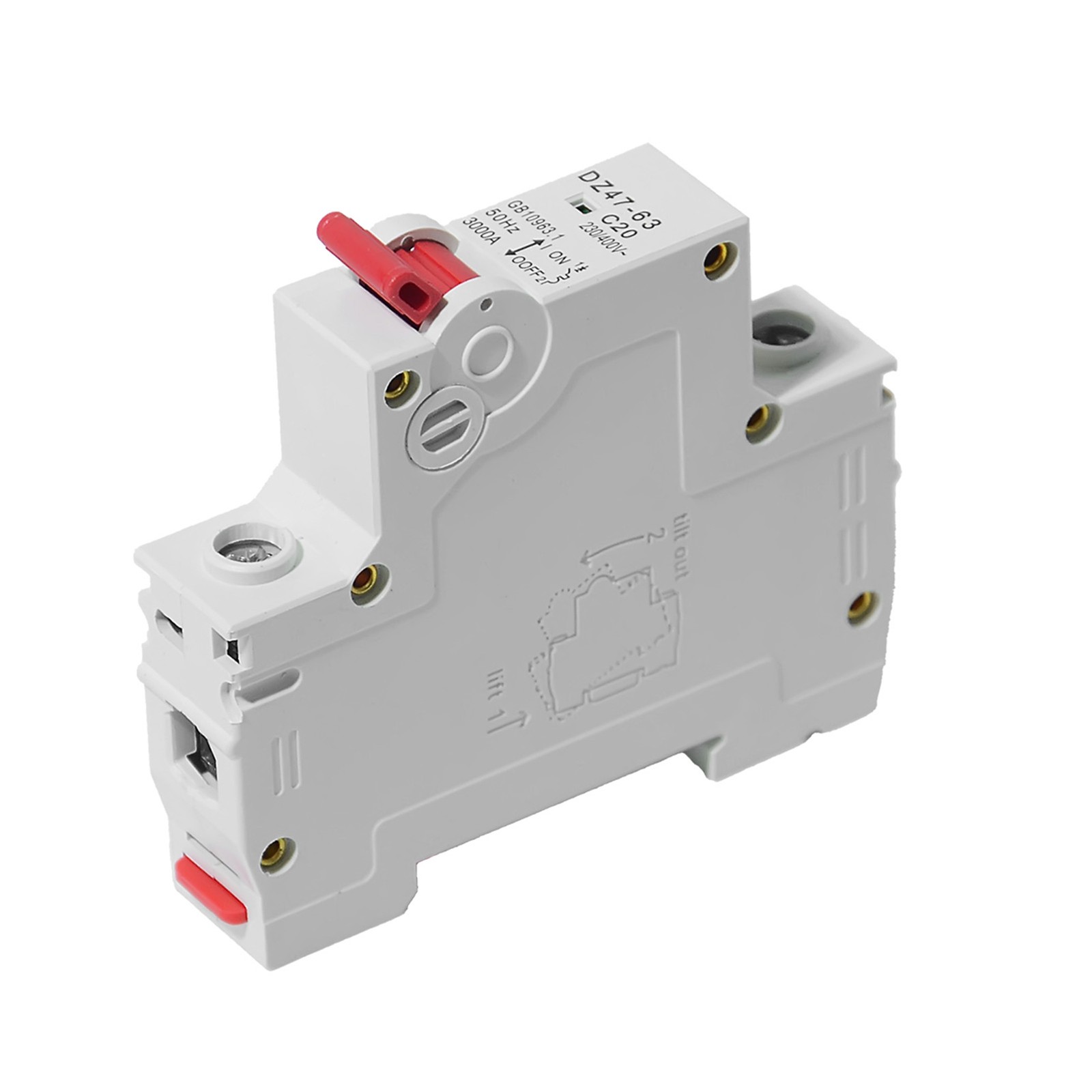 Mini Circuit Breaker Type-C 20AMP AC MCB GYM8 1Pole 4.5kA Din Rail 240V/480V