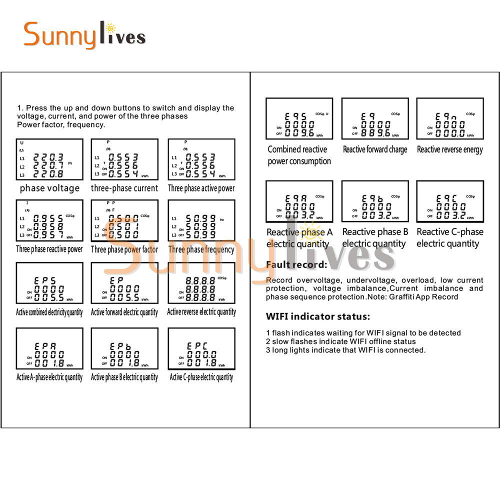 3-phase Tuya WiFi Overload Time Delay Energy Meter Limit Circuit Breaker 100A