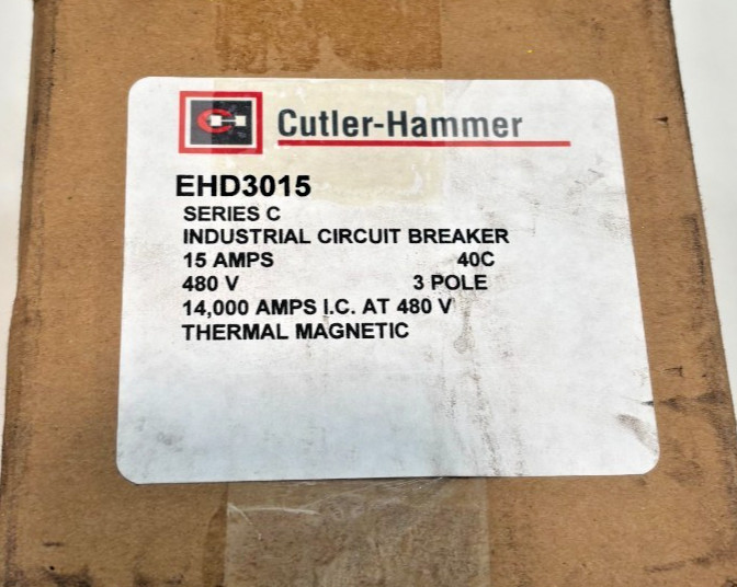 CUTLER HAMMER EHD3015 – 15A, 3P, 480 VOLT INDUSTRIAL CIRCUIT BREAKER, 14K – NEW