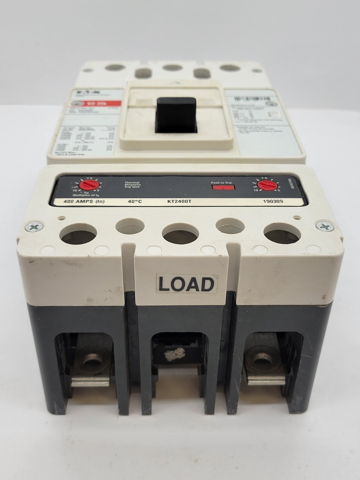 Eaton KD2400F Bolt-On Circuit Breaker 400A 2P 480V 1PH KD35K 400A KT2400T Trip
