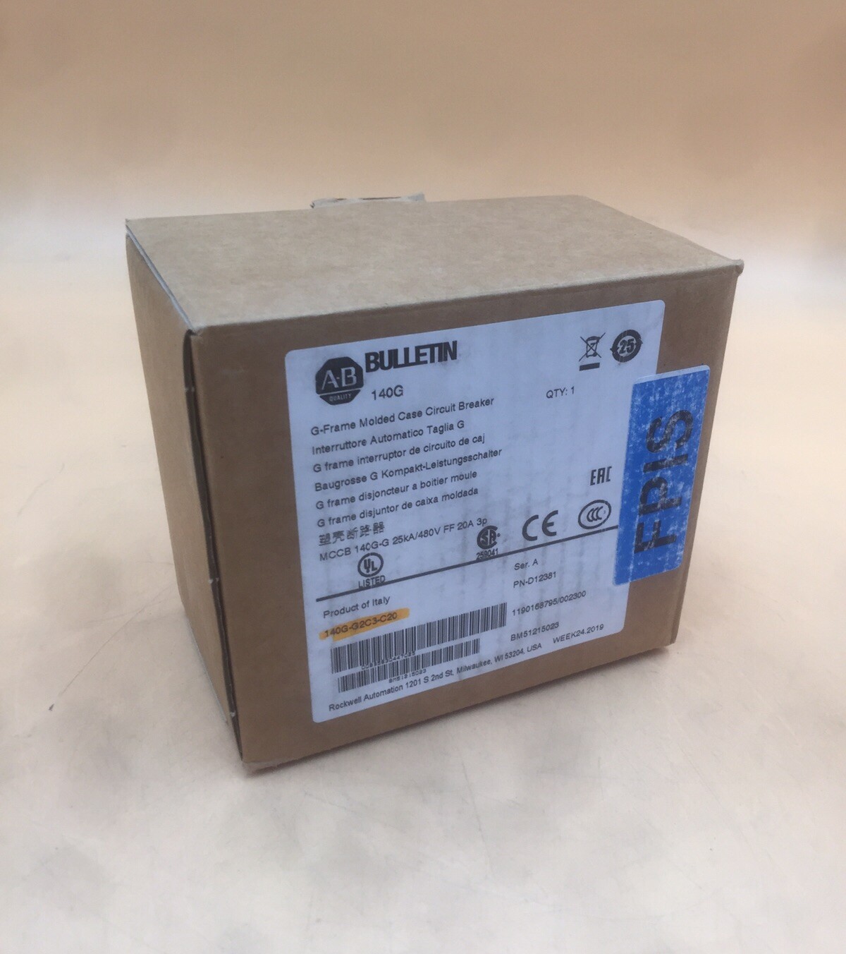 HOUSTON STOCK NEW AB 140G-G2C3-C20 TYPE 140G 20 AMP 600V FREE 2 DAY AIR SHIPPING