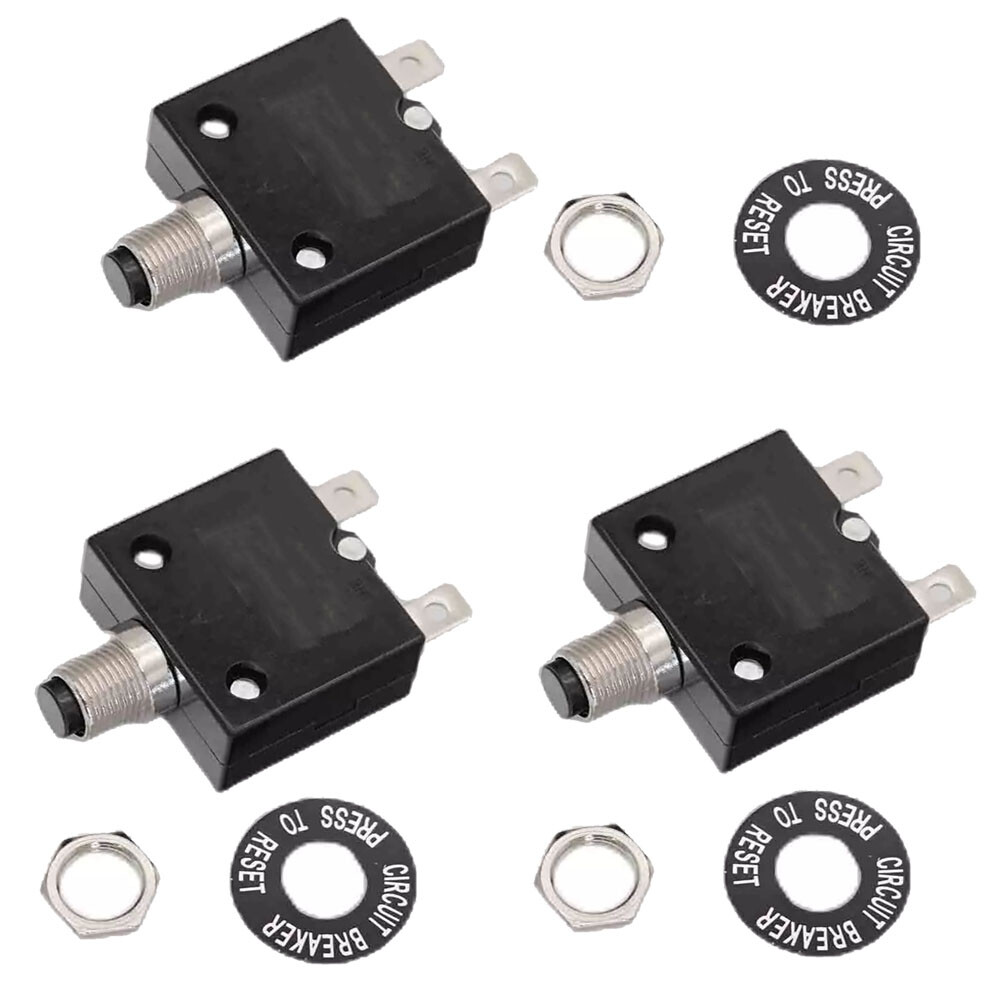 3x NEW 10 Amp Push Button Thermal Circuit Breaker 12-50V DC 125-250V Volt AC 10A