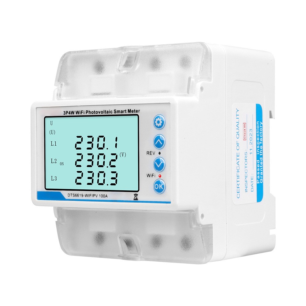3-phase Tuya WiFi Overload Time Delay Energy Meter Limit Circuit Breaker 100A