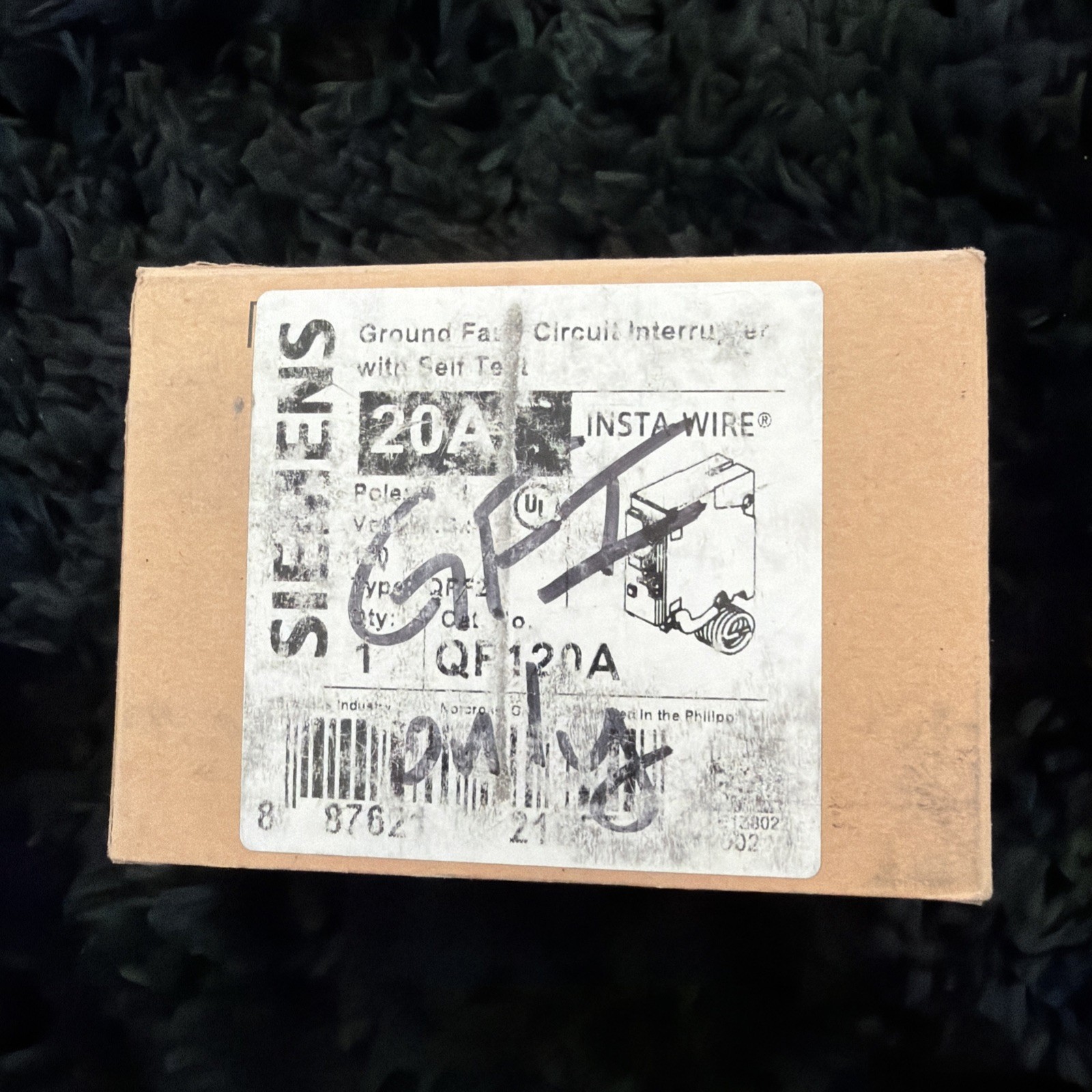 NIB – Siemens – QF120A – Breaker 20A 1P 120V 10K Qpf2 Gfci 5Ma