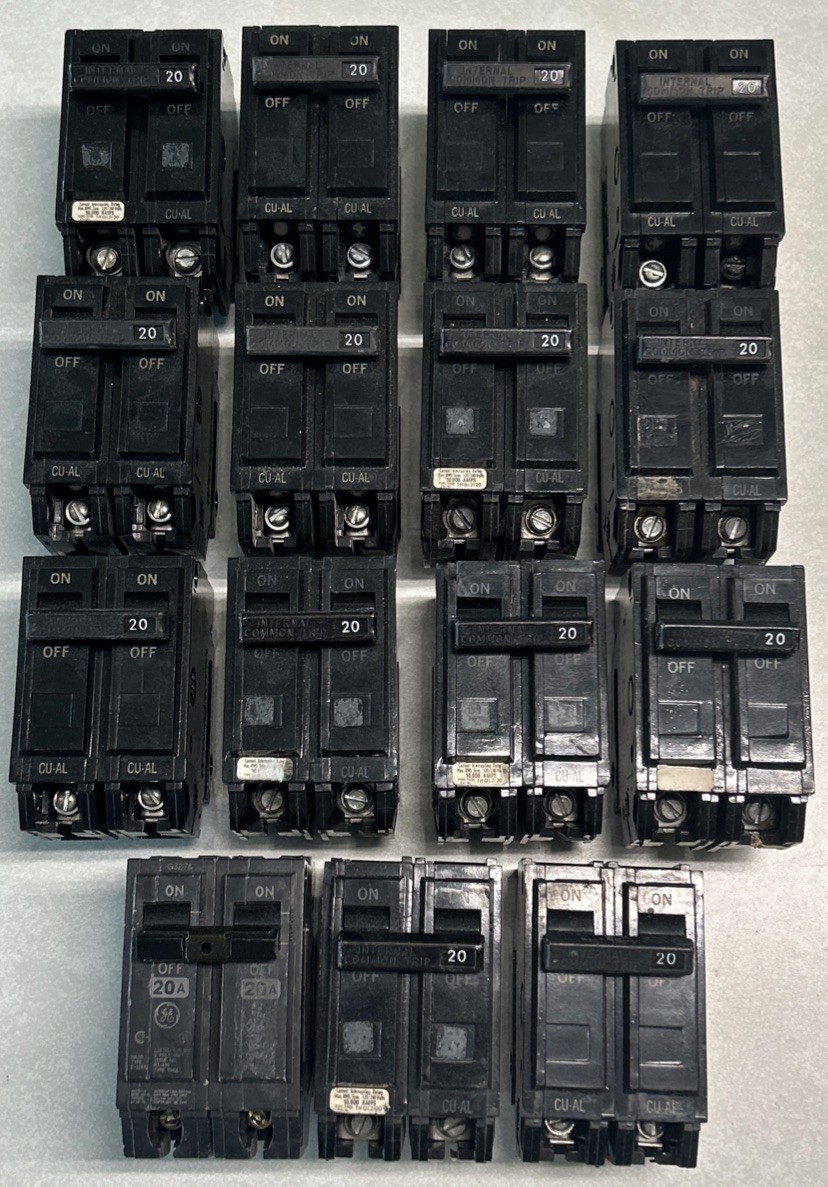 GE 2 Pole 20 Amp THQL2120 CU-AL TQL-AC 40C Circuit Breaker Lot of 15
