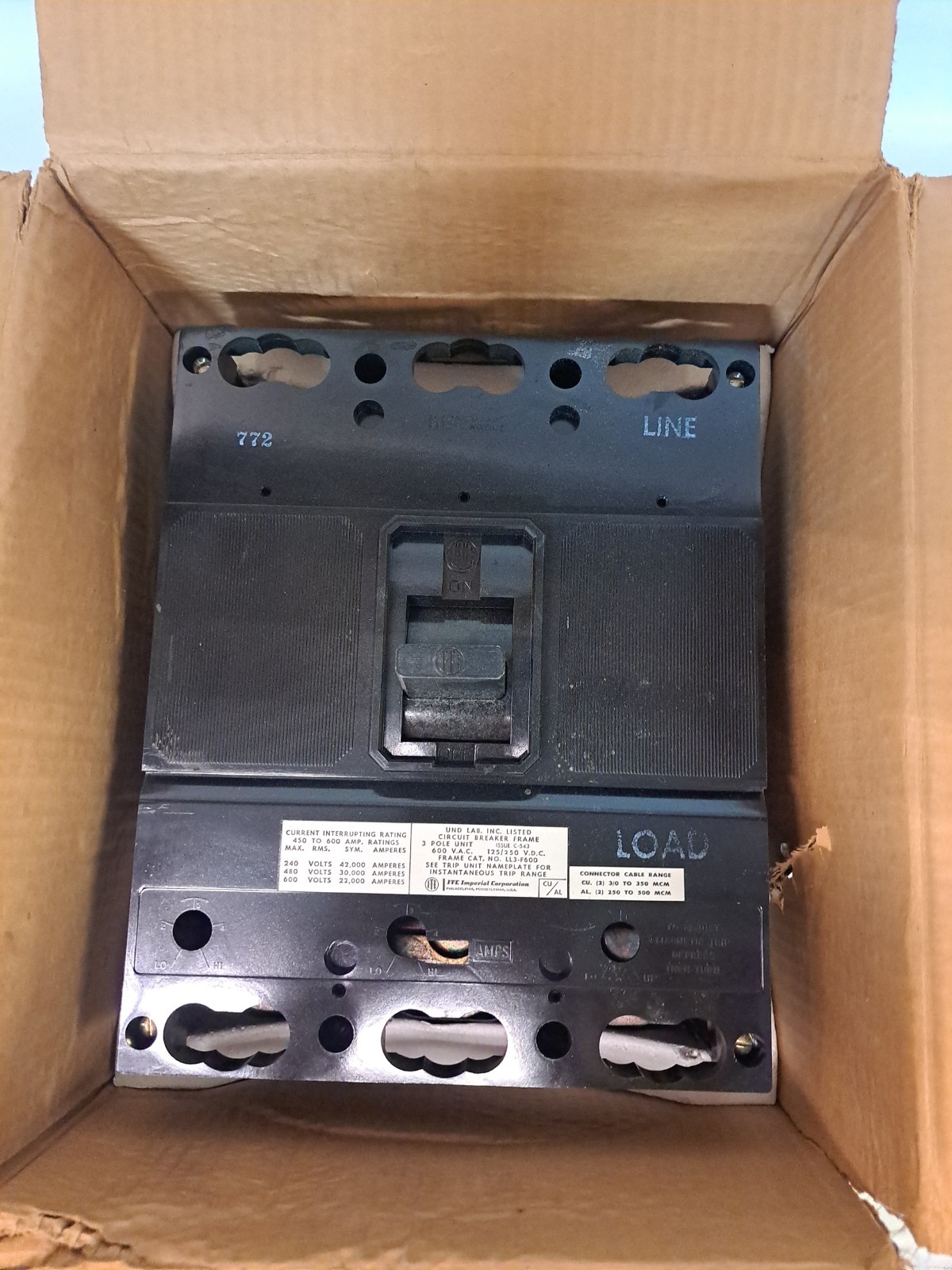 ITE Imperial LL3-F600 Circuit Breaker Frame NEW, damaged box