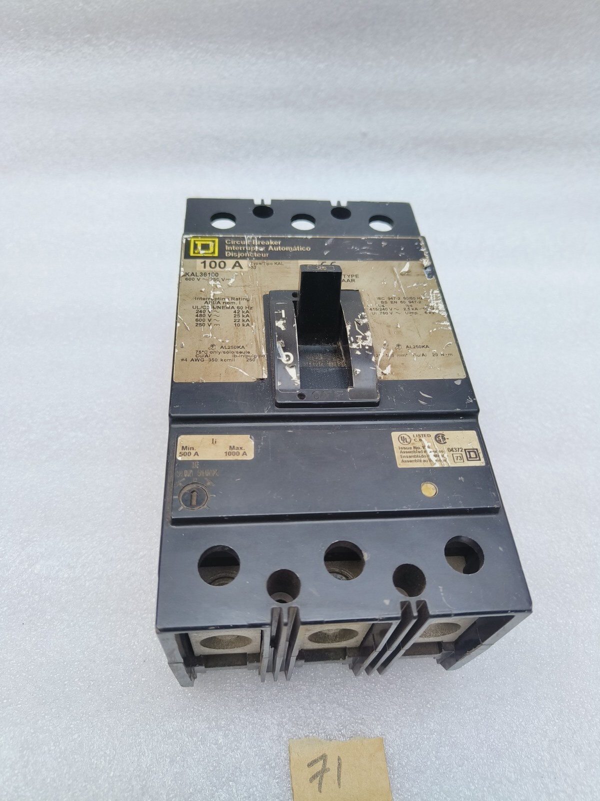square d KAL36100 Circuit Breaker(FREE FAST SHIPPING IN 1 DAY)