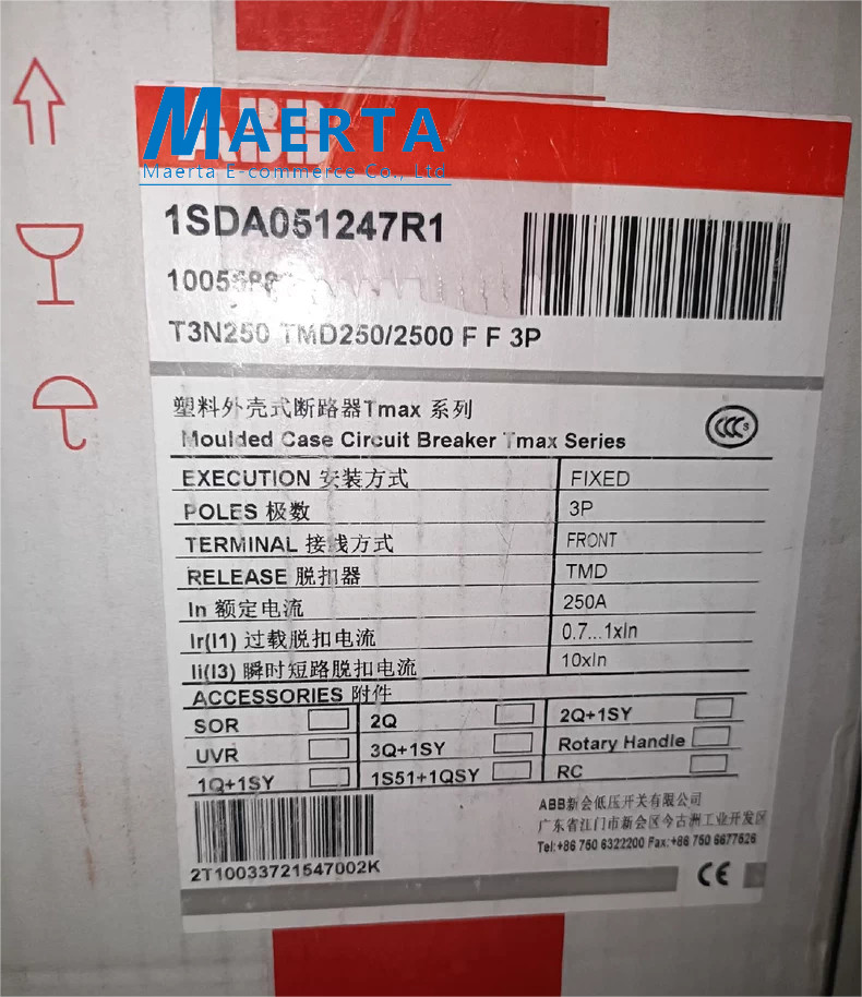 1Pcs New 1SDA051247R1 T3N250 TMD250/2500 F F 3P Molded Case Circuit Breaker
