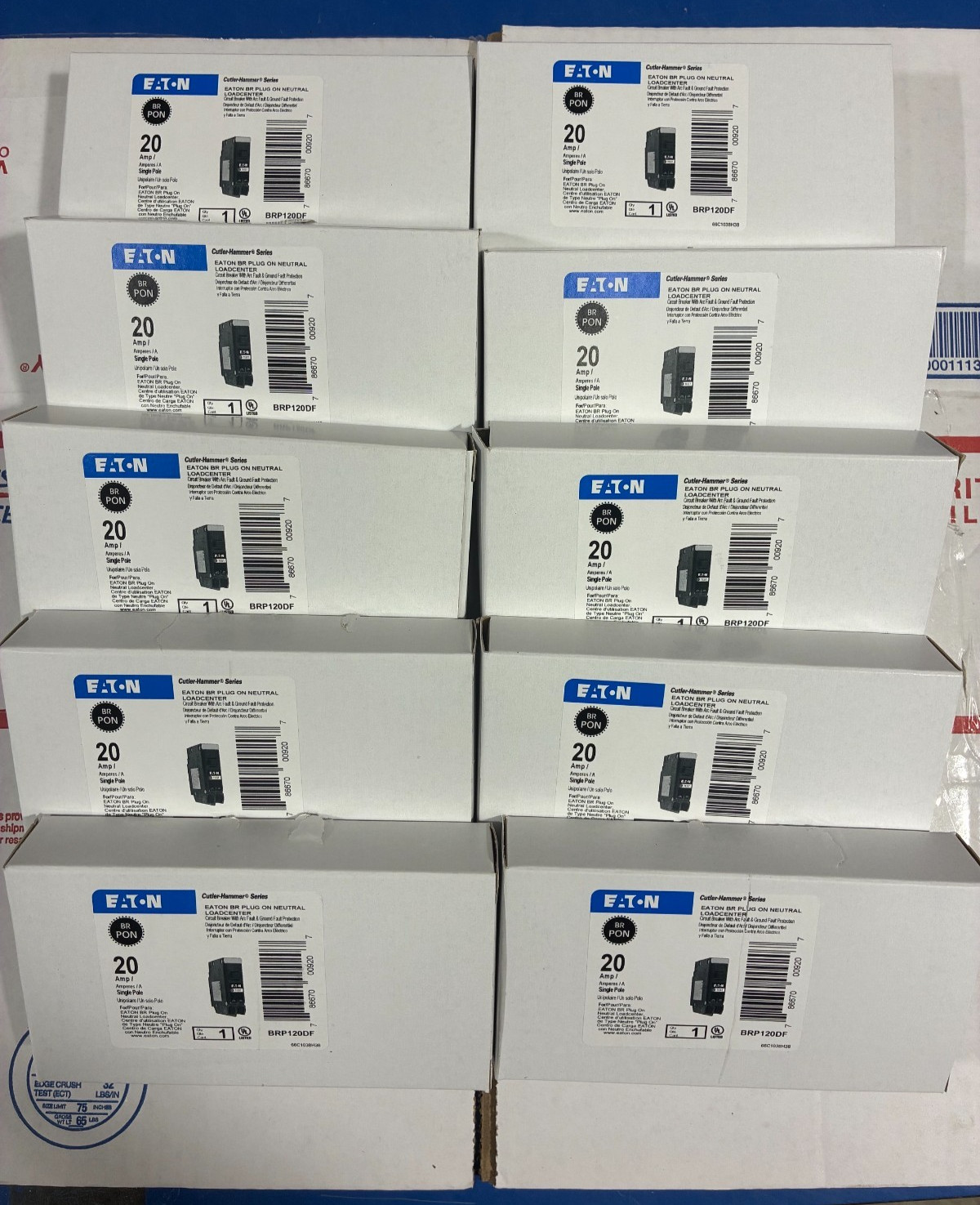 10 PCS Eaton BRP120DF 120 20A 1-Pole AFCI/GFCI Circuit Breakers