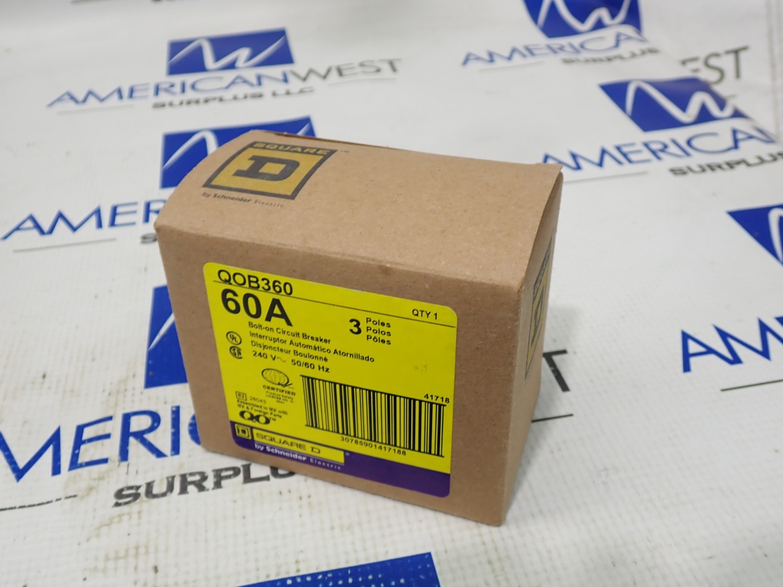 New Square D QOB360 3 Pole 60 Amp 240V Circuit Breaker