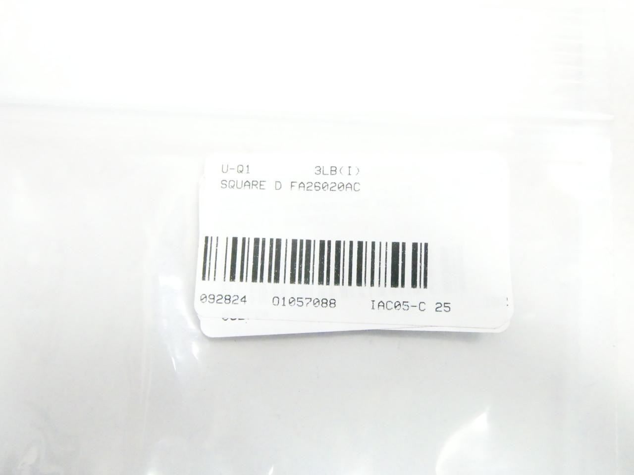 Square D FA26020AC Molded Case Circuit Breaker 2p 20a Amp 240/480/600v-ac