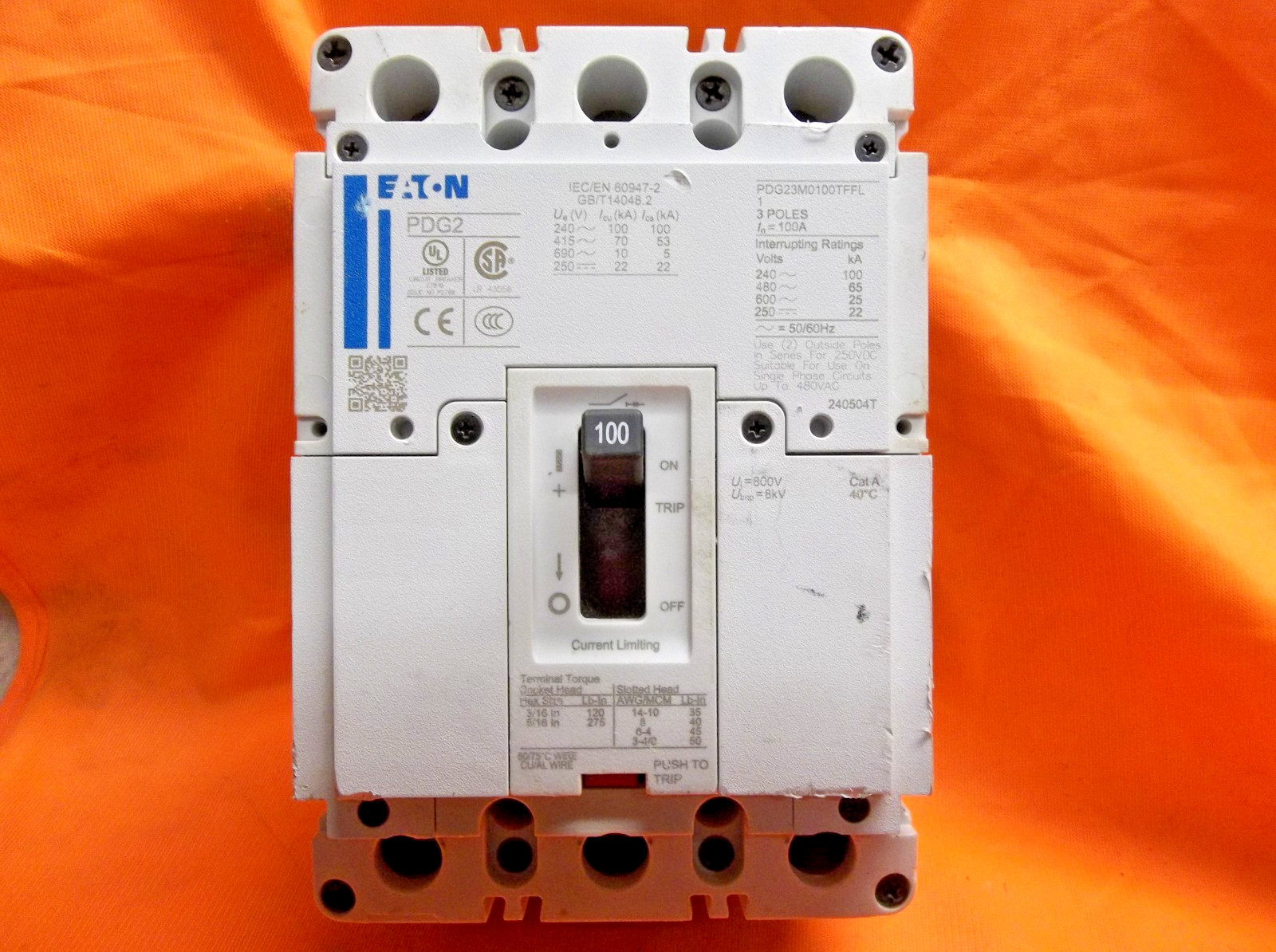 EATON PDG23M0100TFFL circuit breaker 1106A3