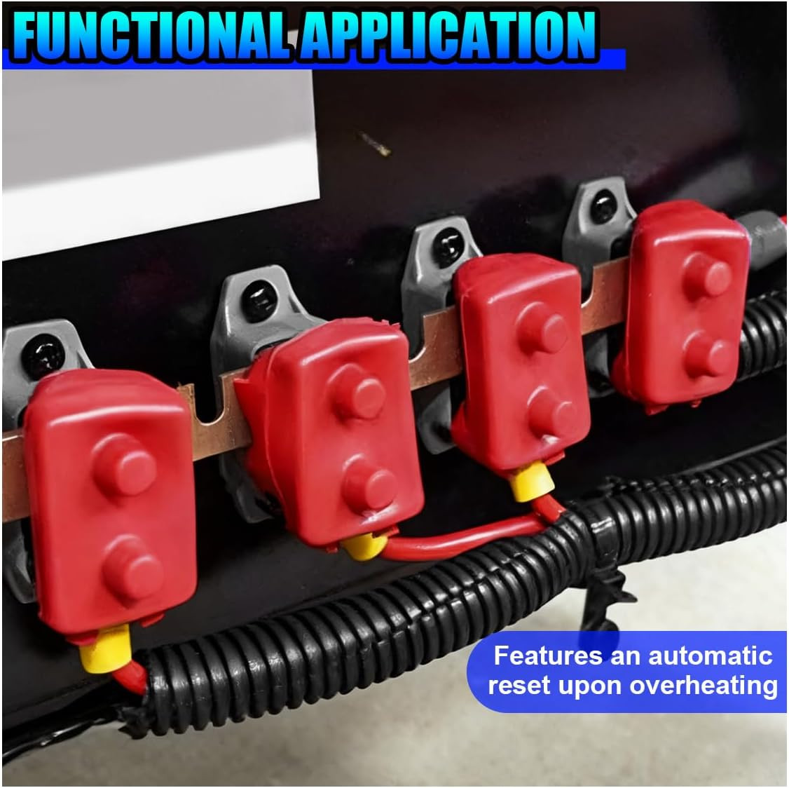 2PCS 50A DC 12V-24V Car Automatic Reset Circuit Breaker with Cover Stud Bolt, Au