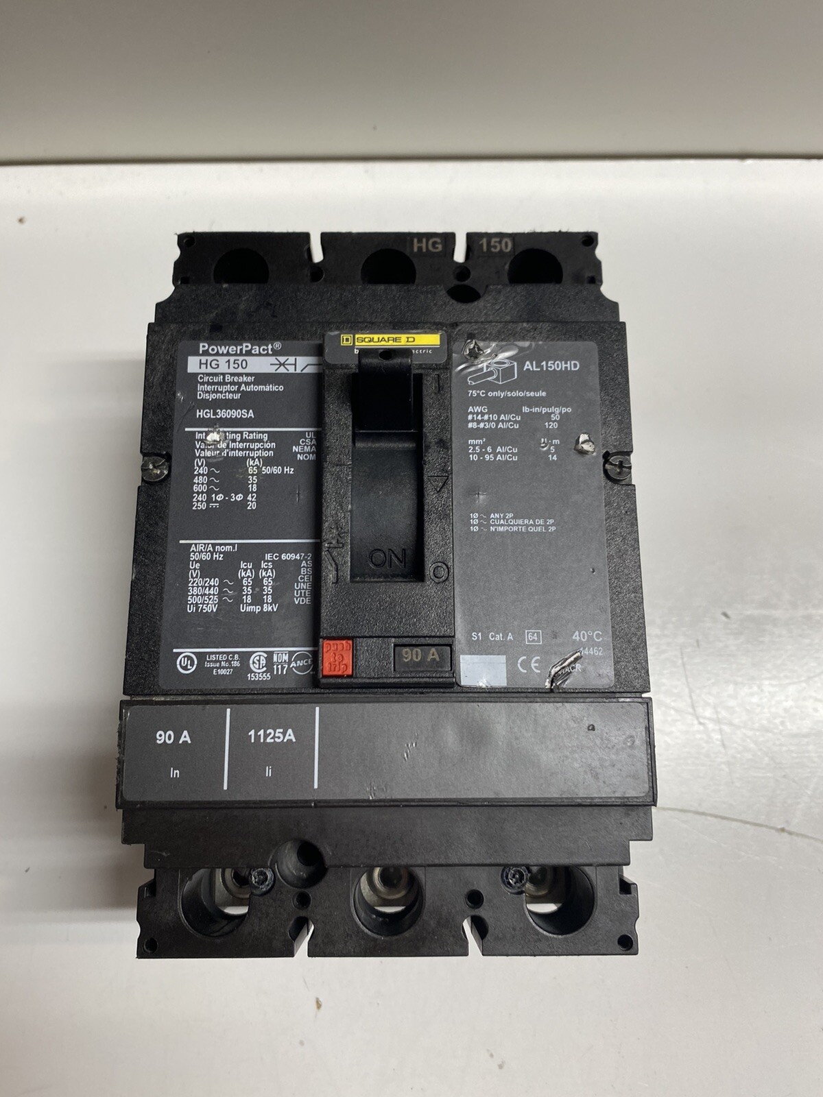 NEW SQUARE D HGL36090SA 90 amp 600v Powerpact Circuit Breaker￼ Warranty 1YR￼