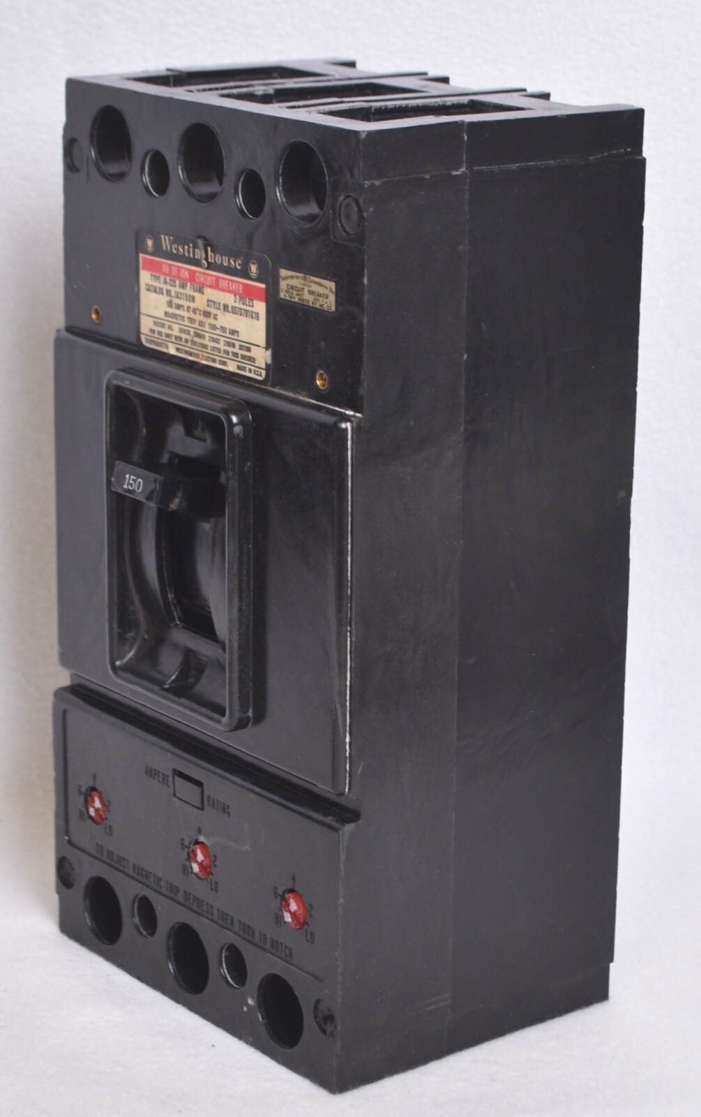 Westinghouse JA3150W 3-Pole JA-225 150A 600V Circuit Breaker