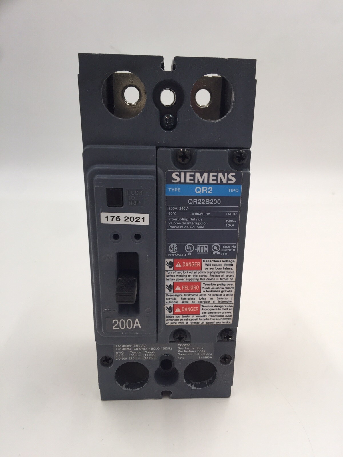 HOUSTON STOCK NEW SIEMENS QR22B200 TYPE QR2 200 AMP 240V FREE 2 DAY AIR SHIPPING
