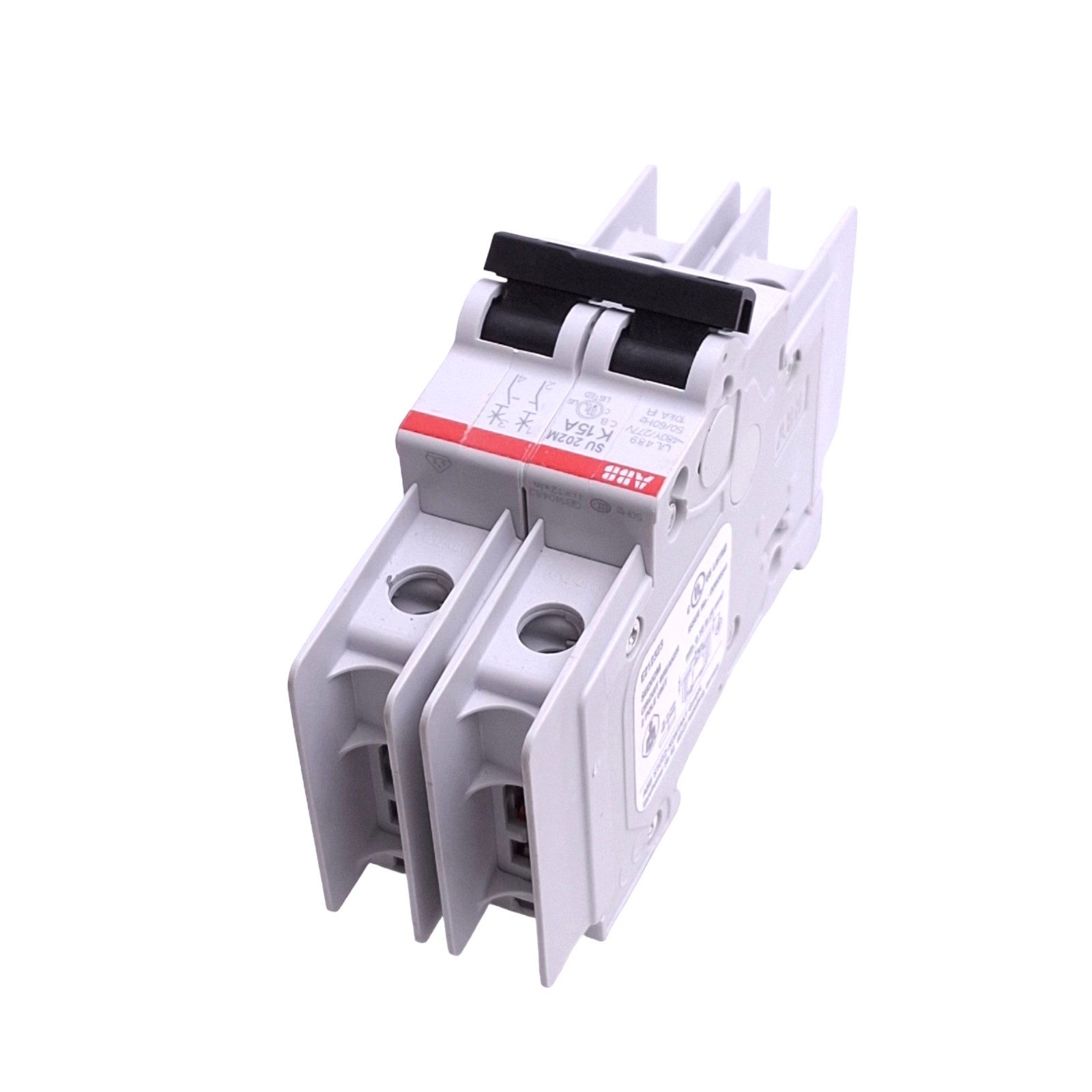 ABB SU202M-K15 Circuit Breaker, 2-Pole, 15A, 480Y/277VAC Max, DIN Rail