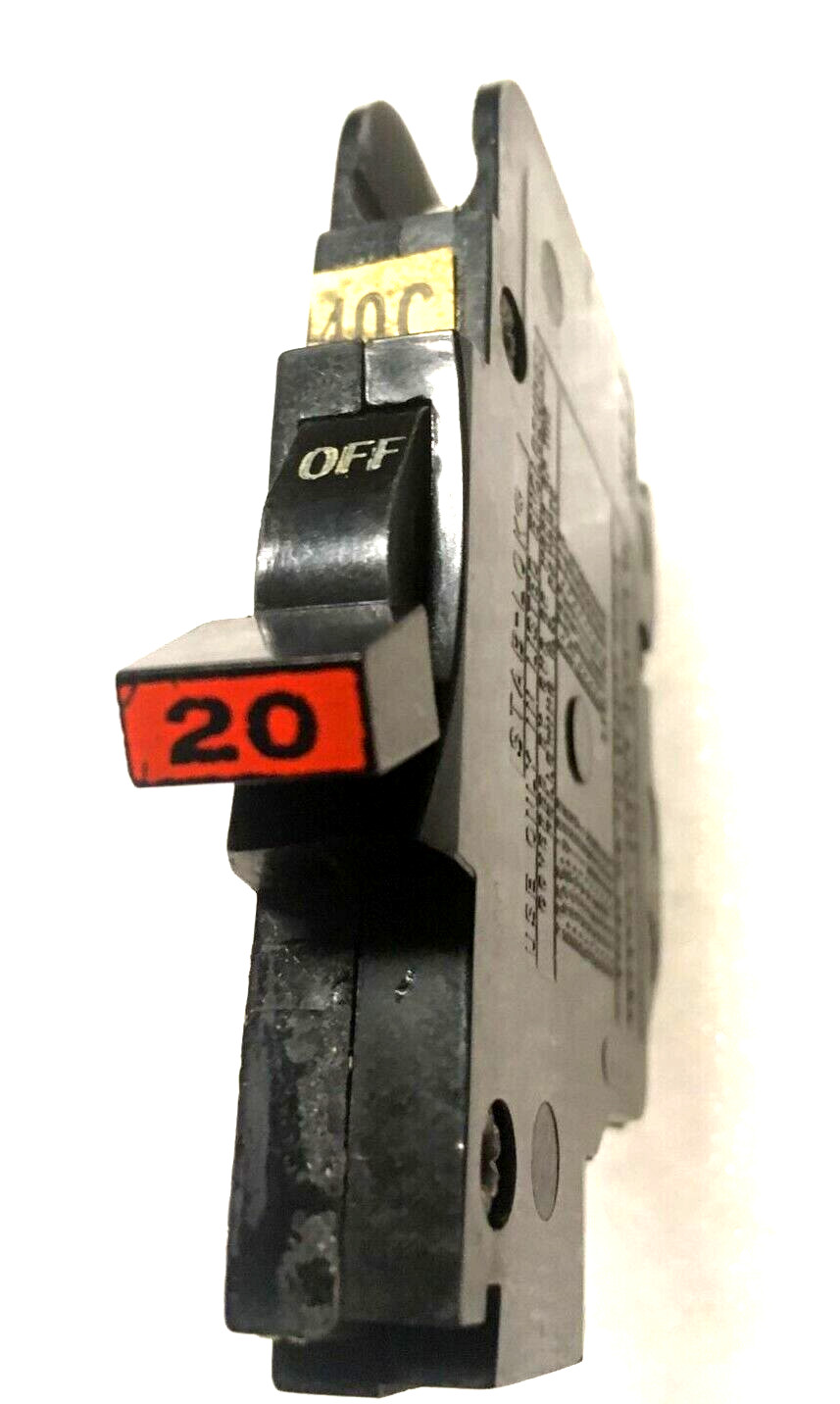 NC120 FPE 20 Amp 1 Pole Stab-Lok “Thin” Federal Pacific Breakers NC20 RED