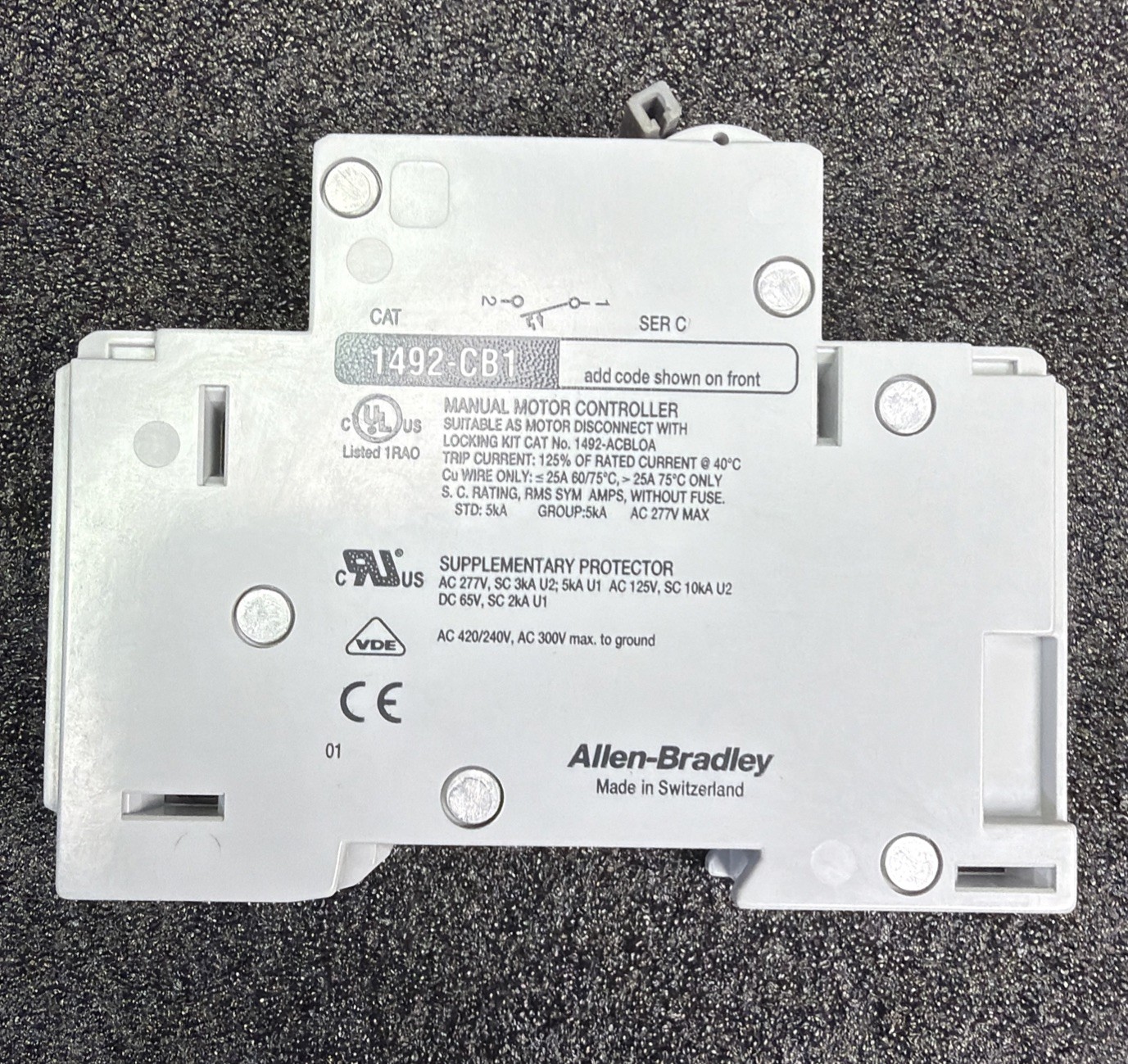 ALLEN BRADLEY 1492-CB1G300 Circuit Breaker/ Manual Motor Controller Ser C 30A