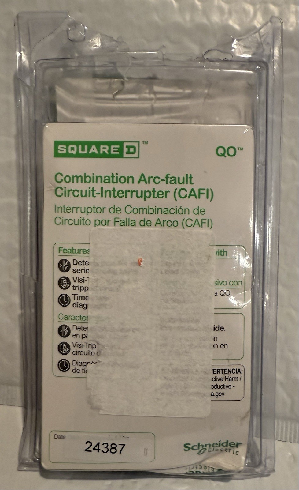 Square D QO120CAFIC 20A 1 Pole Mini Circuit Breaker – Black with diagnostics OB