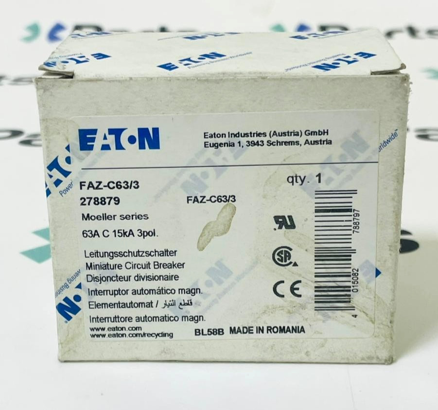 EATON FAZ-C63/3 Miniature Circuit Breaker 278879 63A 3 Pole