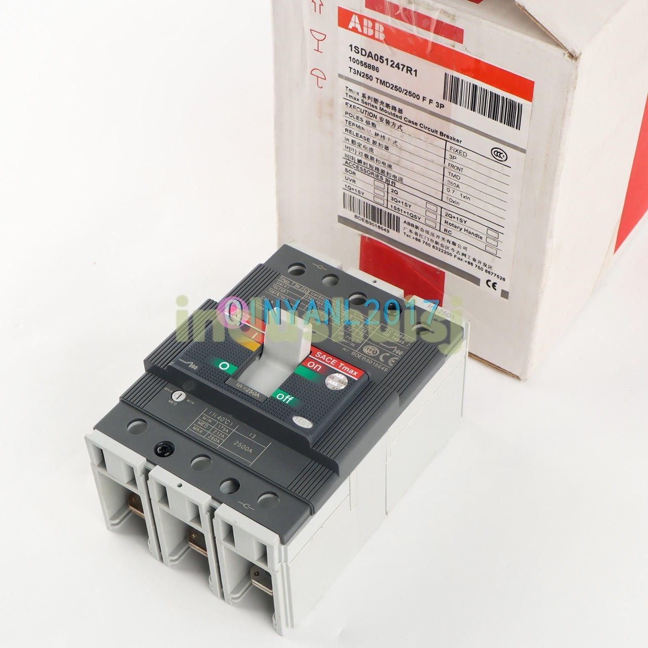 1PCS New ABB TMAX T3N250 TMD250/2500 FF 3P 250A 1SDA051247R1 Circuit Breaker