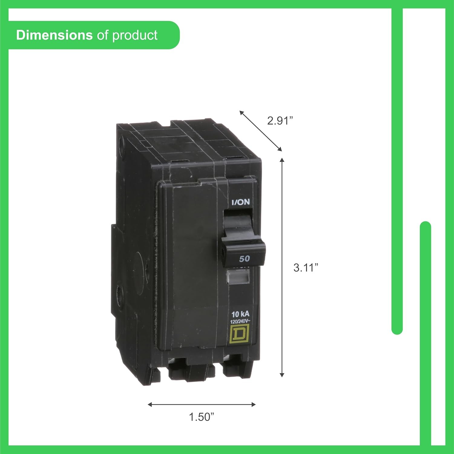 Square D by Schneider Electric Qwik Open 50 Amp Mini Circuit Breaker, 2 Pole,…