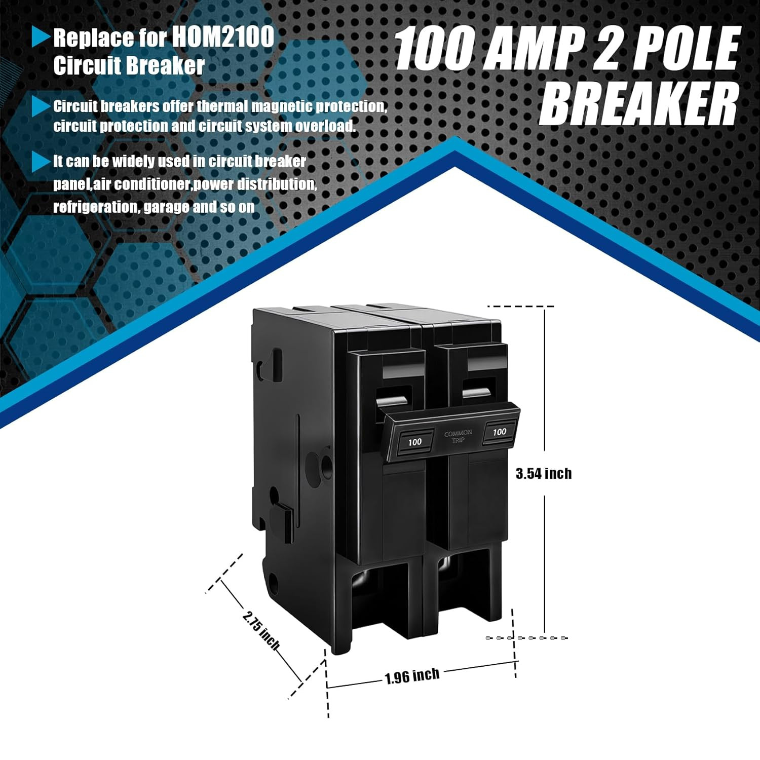 100 Amp 2 Pole Circuit Breaker HOM2100 Replacement 120/240V