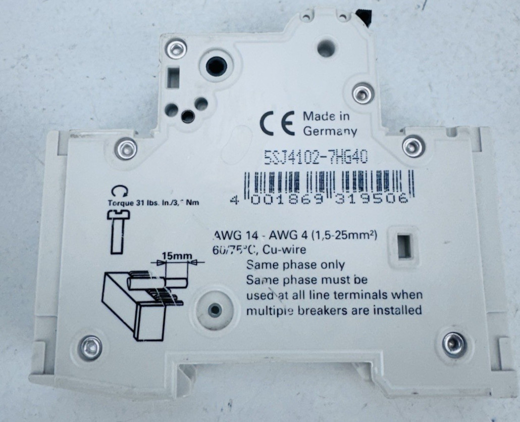 (LOT OF 4) SIEMENS 5SJ41 Circuit Breaker 1A, 2A, 4A 240VAC 1Pole *WARRANTY*