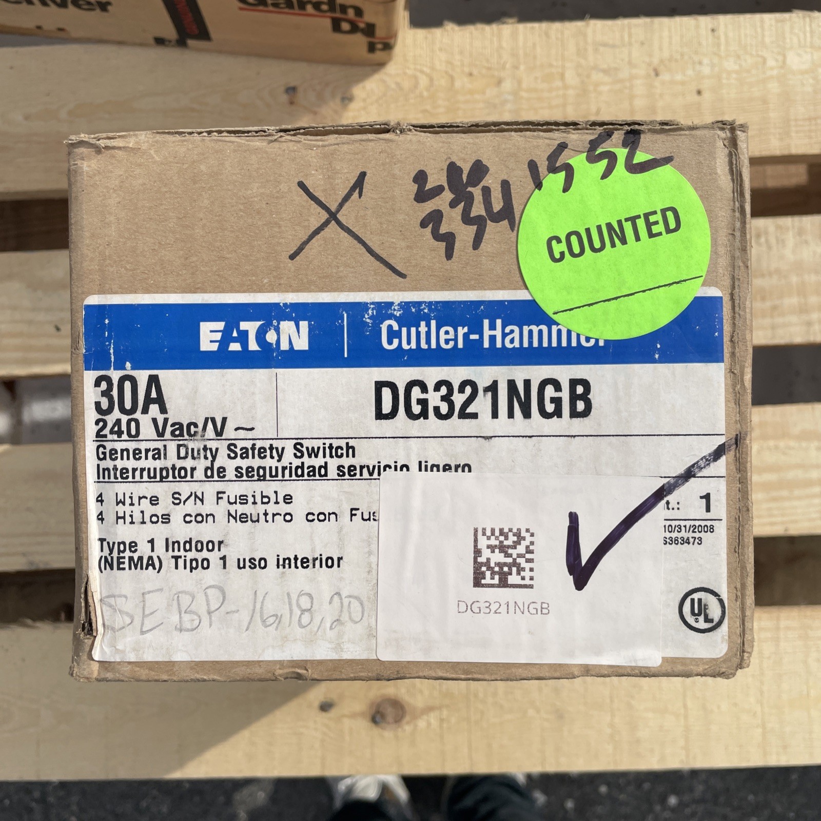 Eaton Cutler Hammer DG321NGB 30a NOS