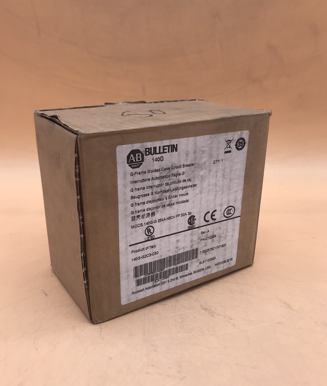 HOUSTON STOCK NEW AB 140G-G2C3-C50 TYPE 140G 50 AMP 600V FREE 2 DAY AIR SHIPPING
