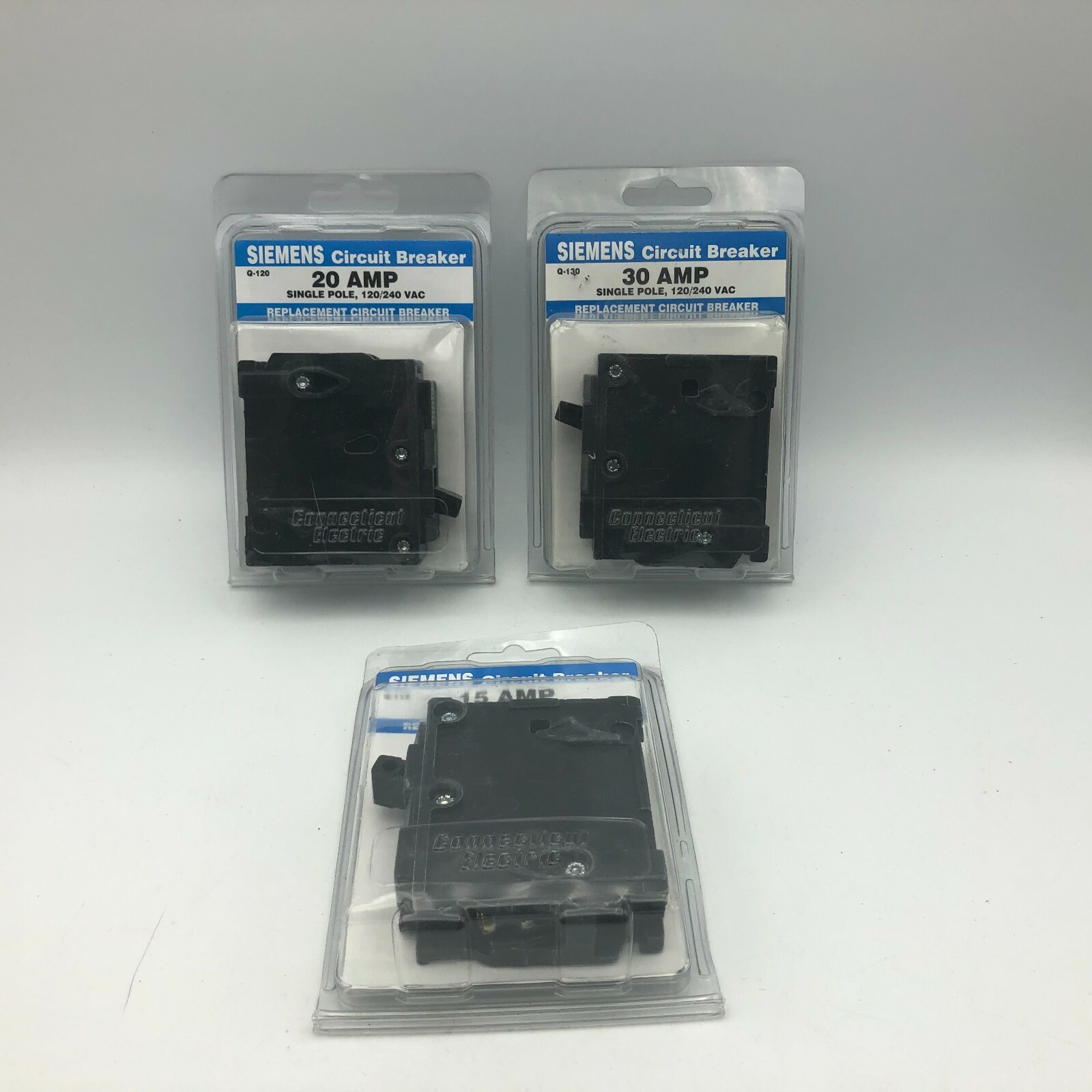 Siemens Circuit Breaker Lot 15 20 30 Amp One Of Each Single Pole Lot Of 3 Total