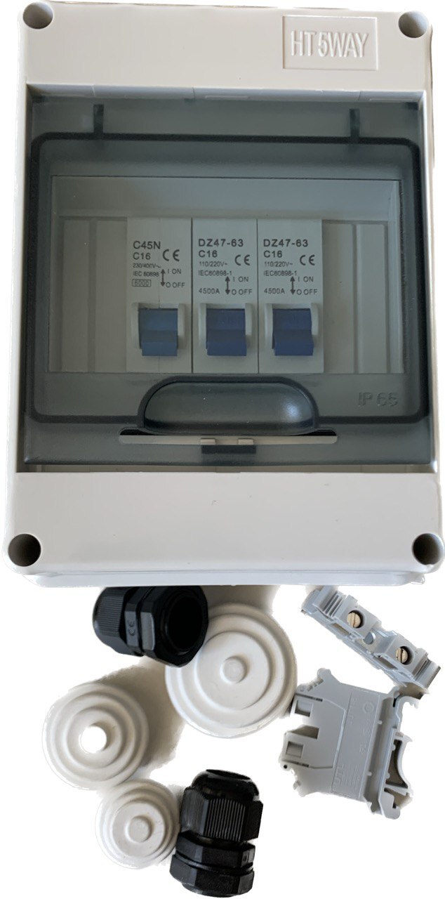 Circuit Breaker 5,10,16,20,32,40 Amp 1,2 pole IP65 Power Distribution Switch Box