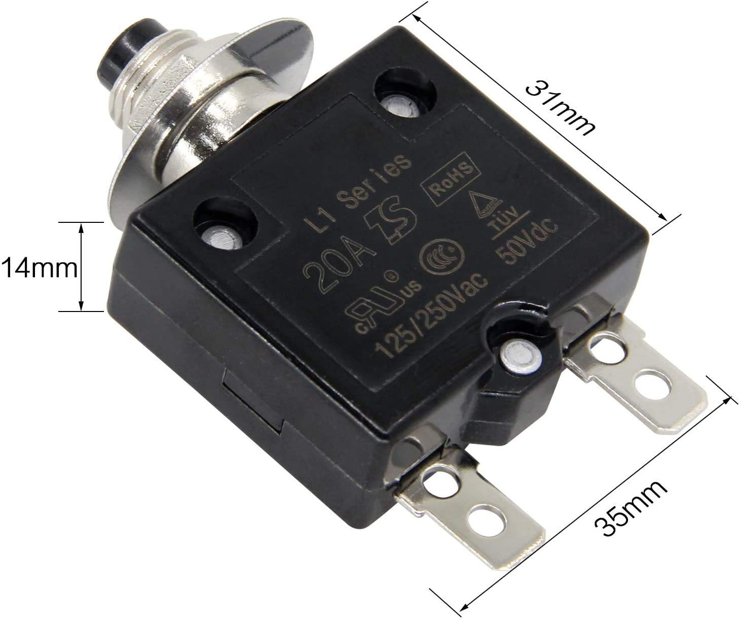 Thermal Circuit Breaker 20 Amps, Thermal Overload Protector L1 Series 125-250…