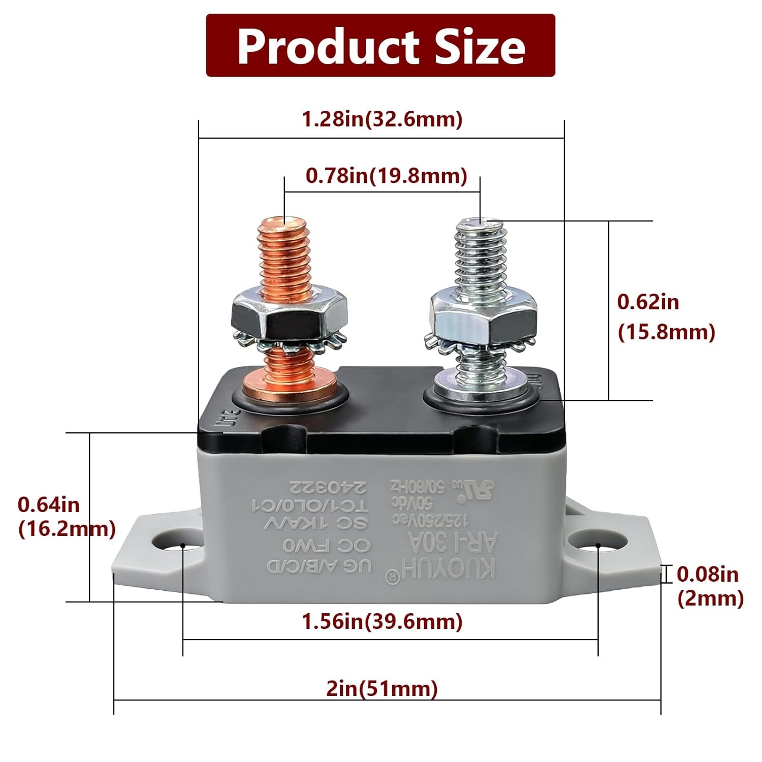 4PCS 12V Auto Reset Circuit Breaker Stud Type with Cover Marine Automotive