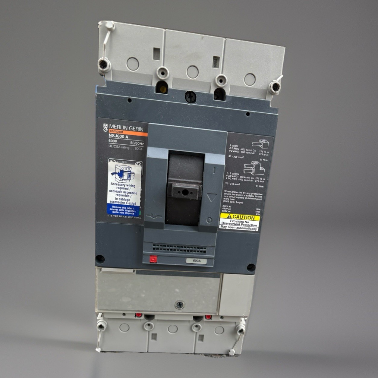 Merlin Gerin NSJ600 A Molded Case Circuit Breaker With Plug-in Adapter