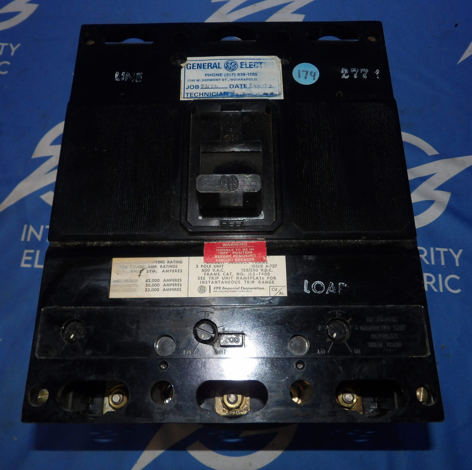 I-T-E JL3-F400 400A 600V 3 Pole Circuit Breaker w/ 200A Trip + 1 Year Warranty