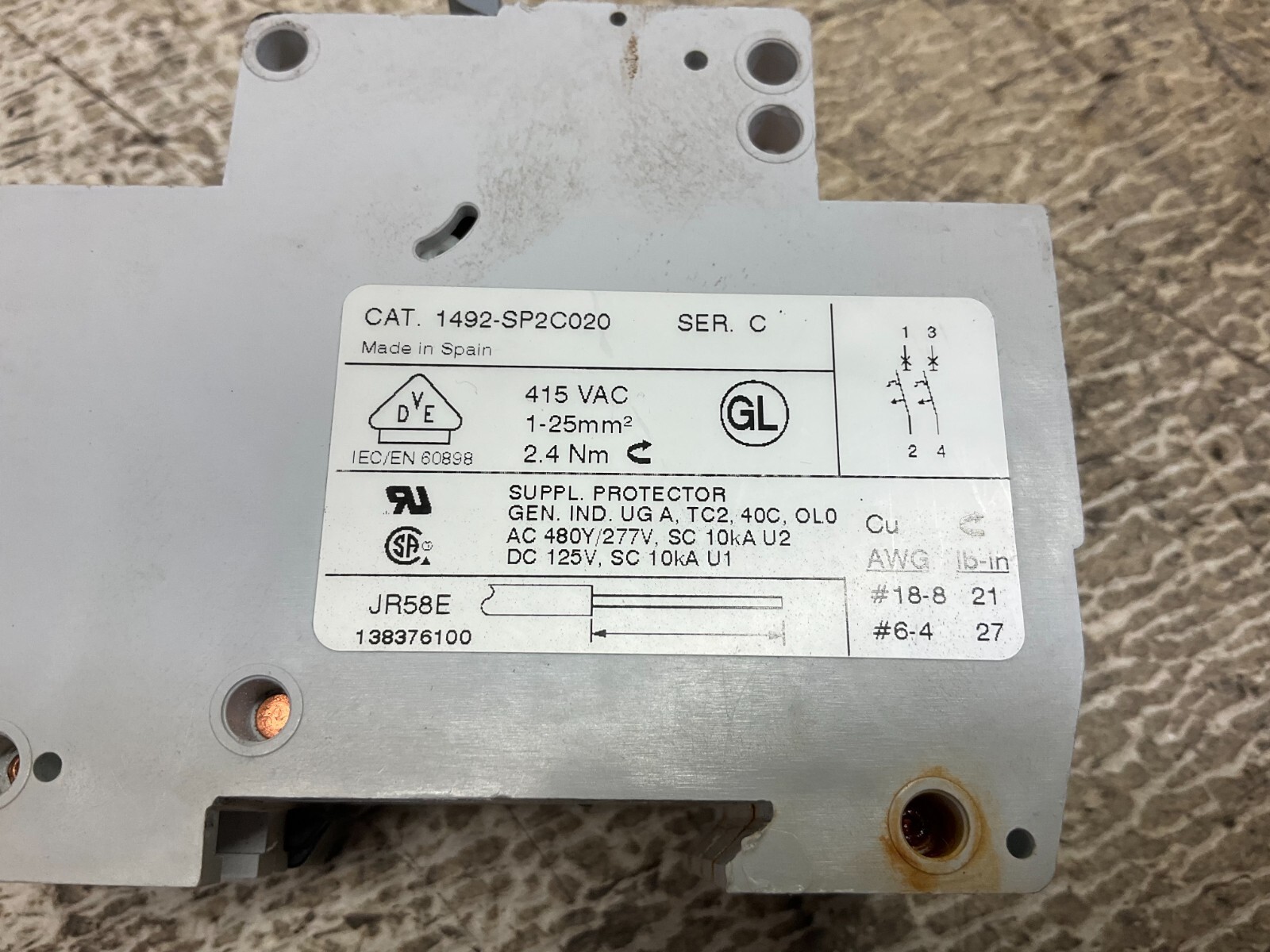 Allen Bradley 1492-SP2C020 2 Pole 2 Amp Circuit Breaker 1492-SP C2 (TSC)