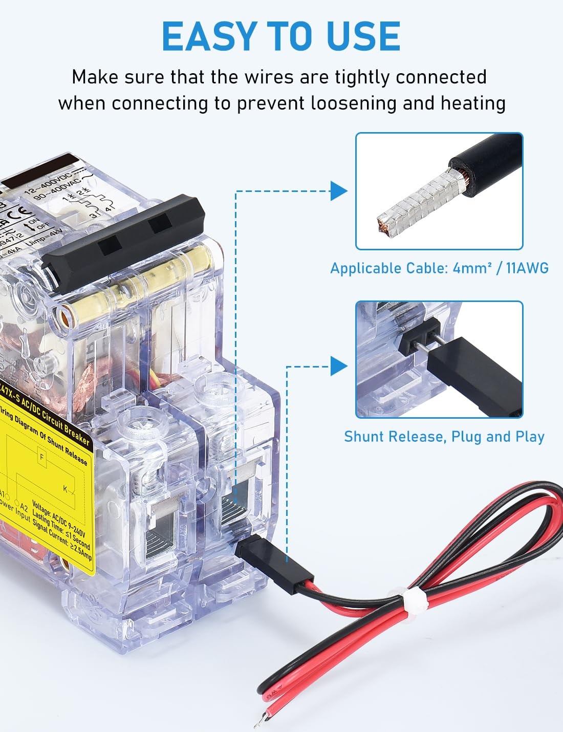 30A DC Circuit Breaker Remote Control 2 Pole DIN Rail Mount Disconnect Kit
