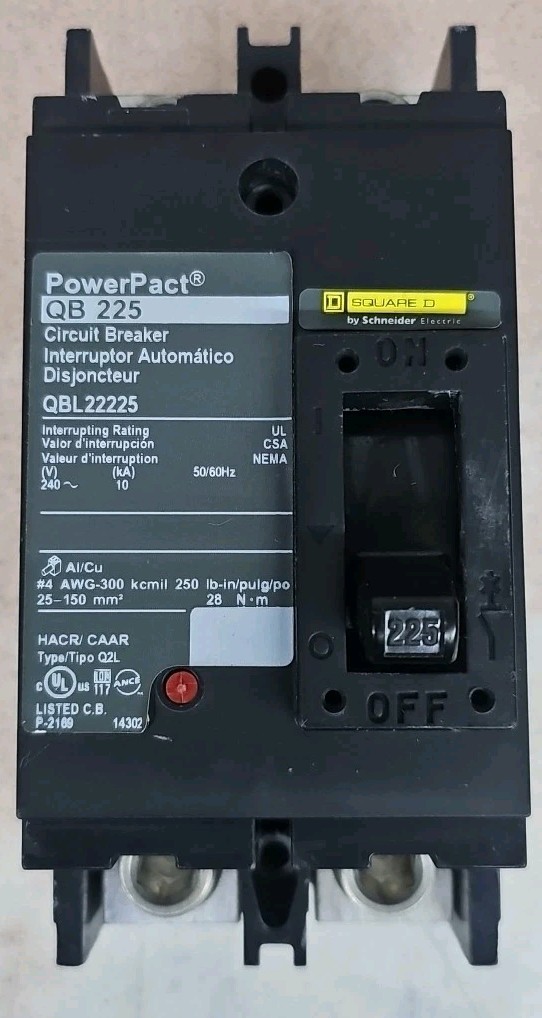 Square D QBL22225 PowerPact Circuit Breaker 225A 2-Pole 480Y/240V