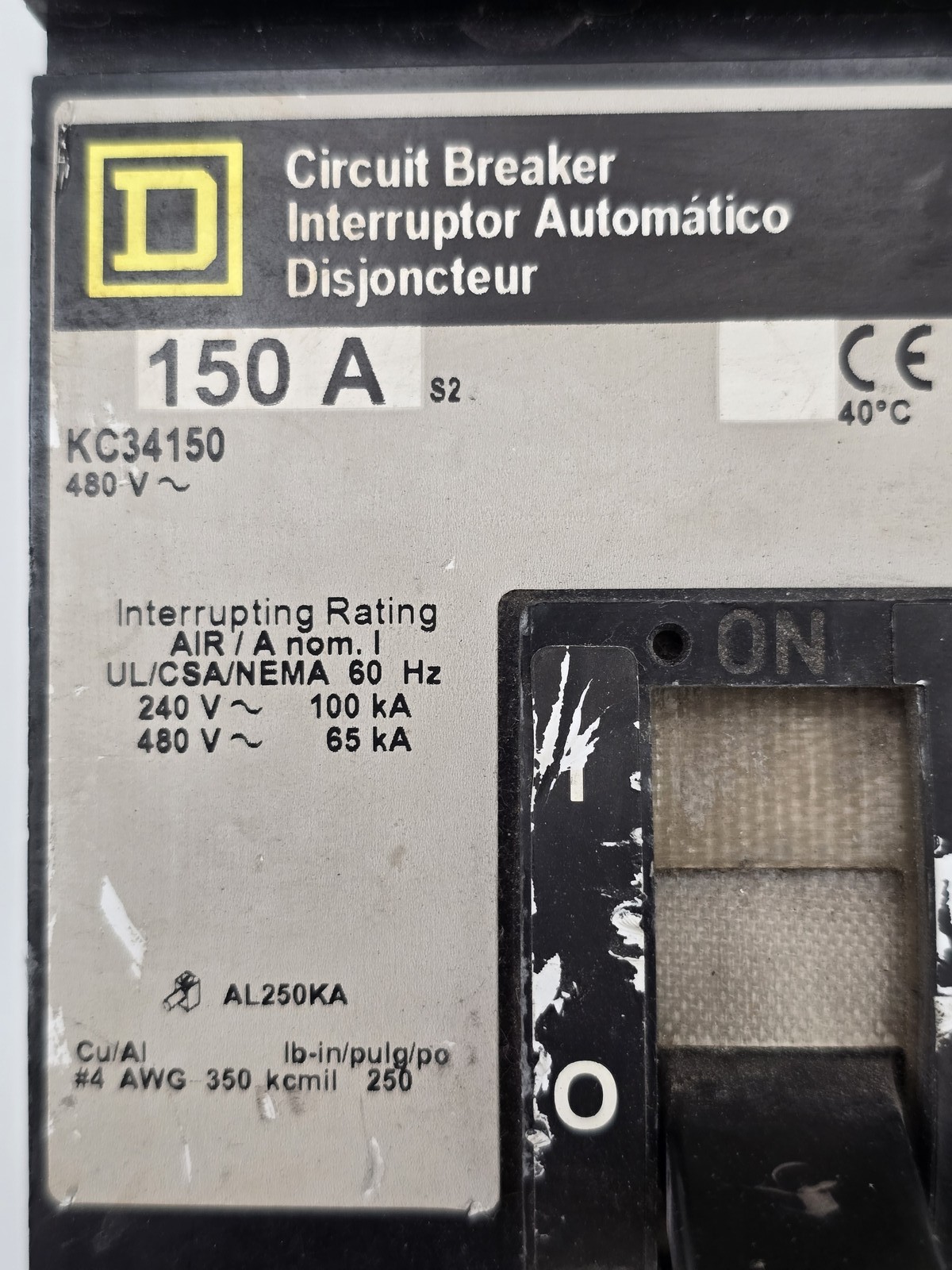 Square D KC34250 I-Line Circuit Breaker 150 Amp 480V 3 Pole 150A 480 Volt