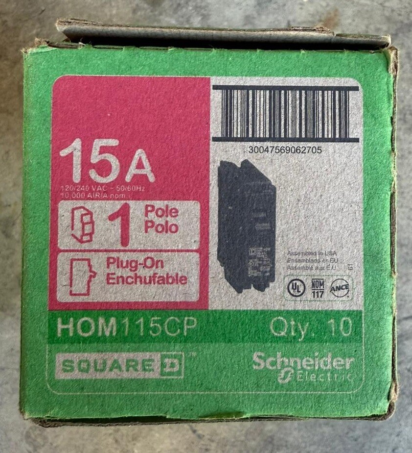 10 PCS HOM115CP Homeline, 15A, 1 pole, 120/240VAC