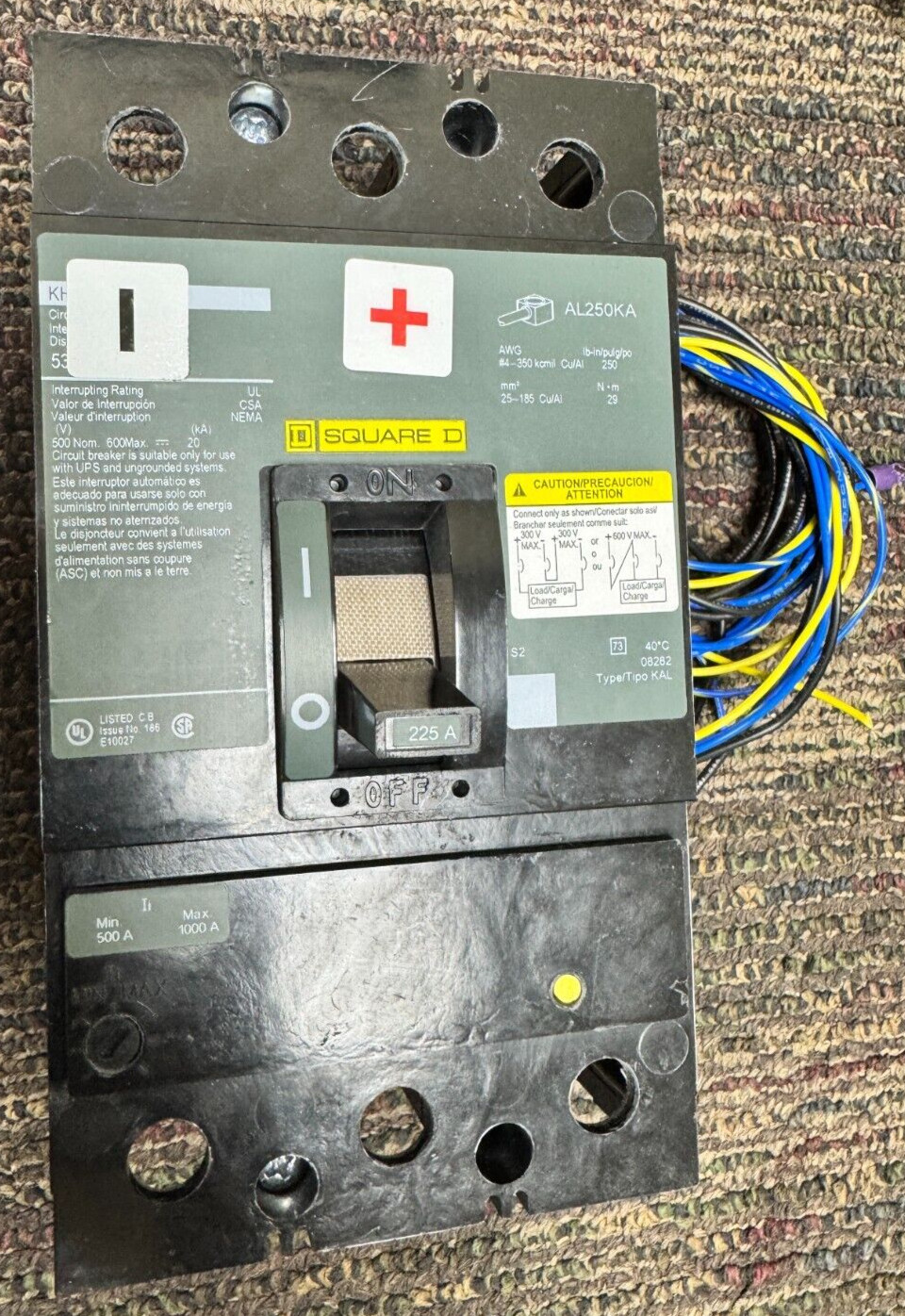 Schneider Electric Square D AL250KA KHF3622522DC1777 600VDC 225A Circuit Breaker